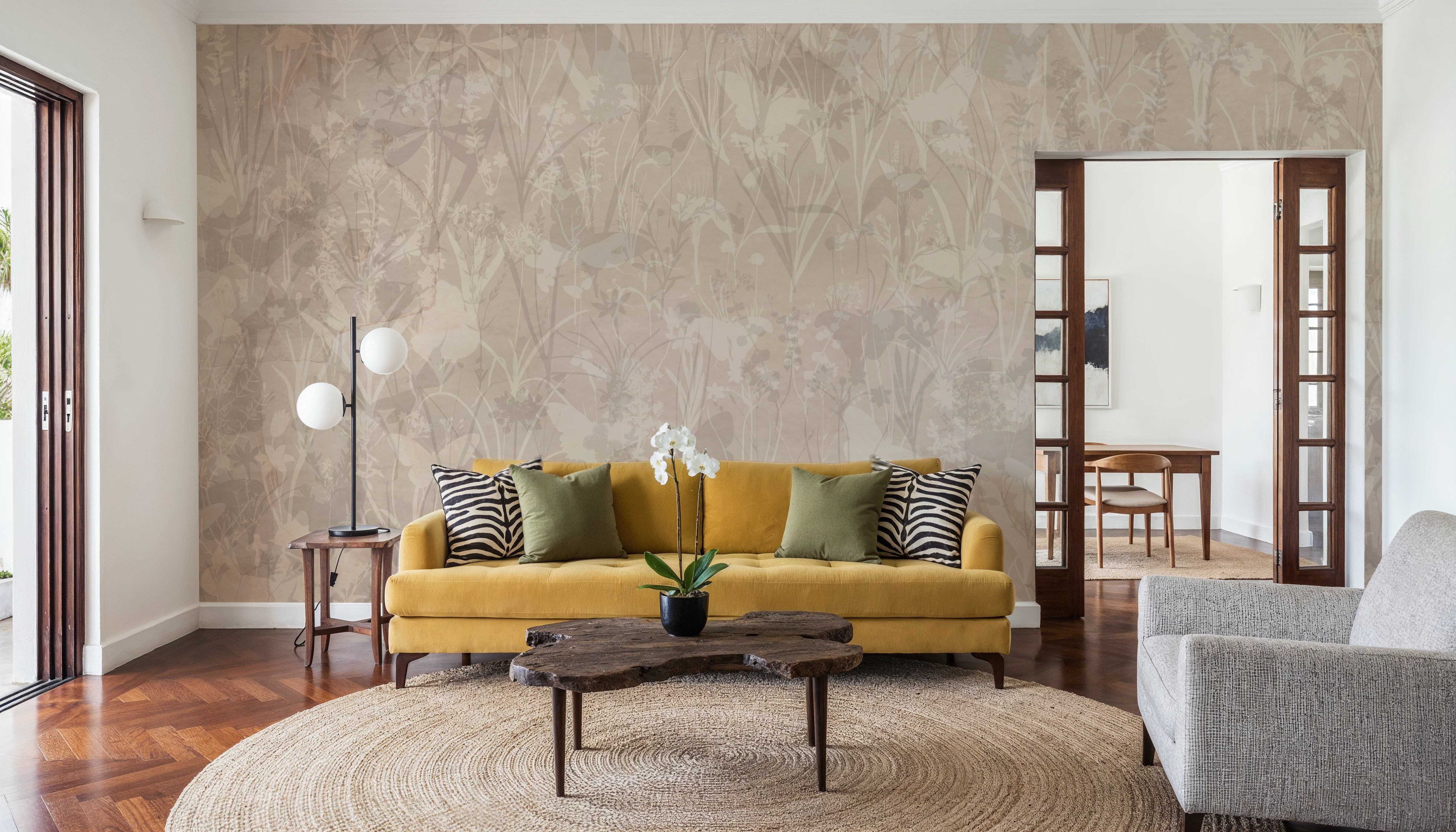 Herbals and Butterflies Double Silhouette Brown