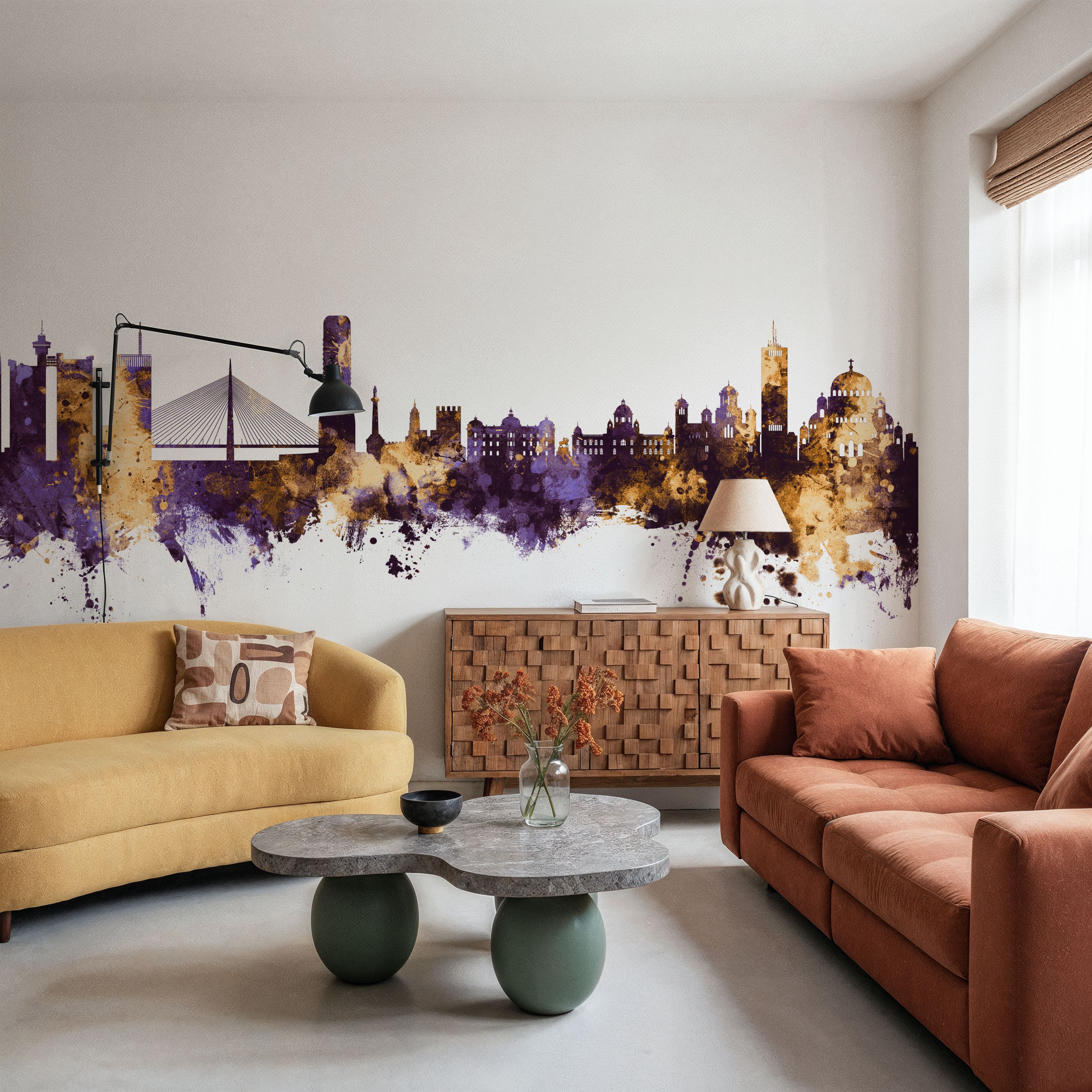 Belgrade Serbia Skyline Purple & Gold