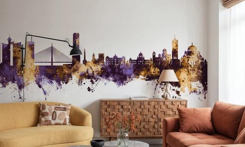 Belgrade Serbia Skyline Purple & Gold
