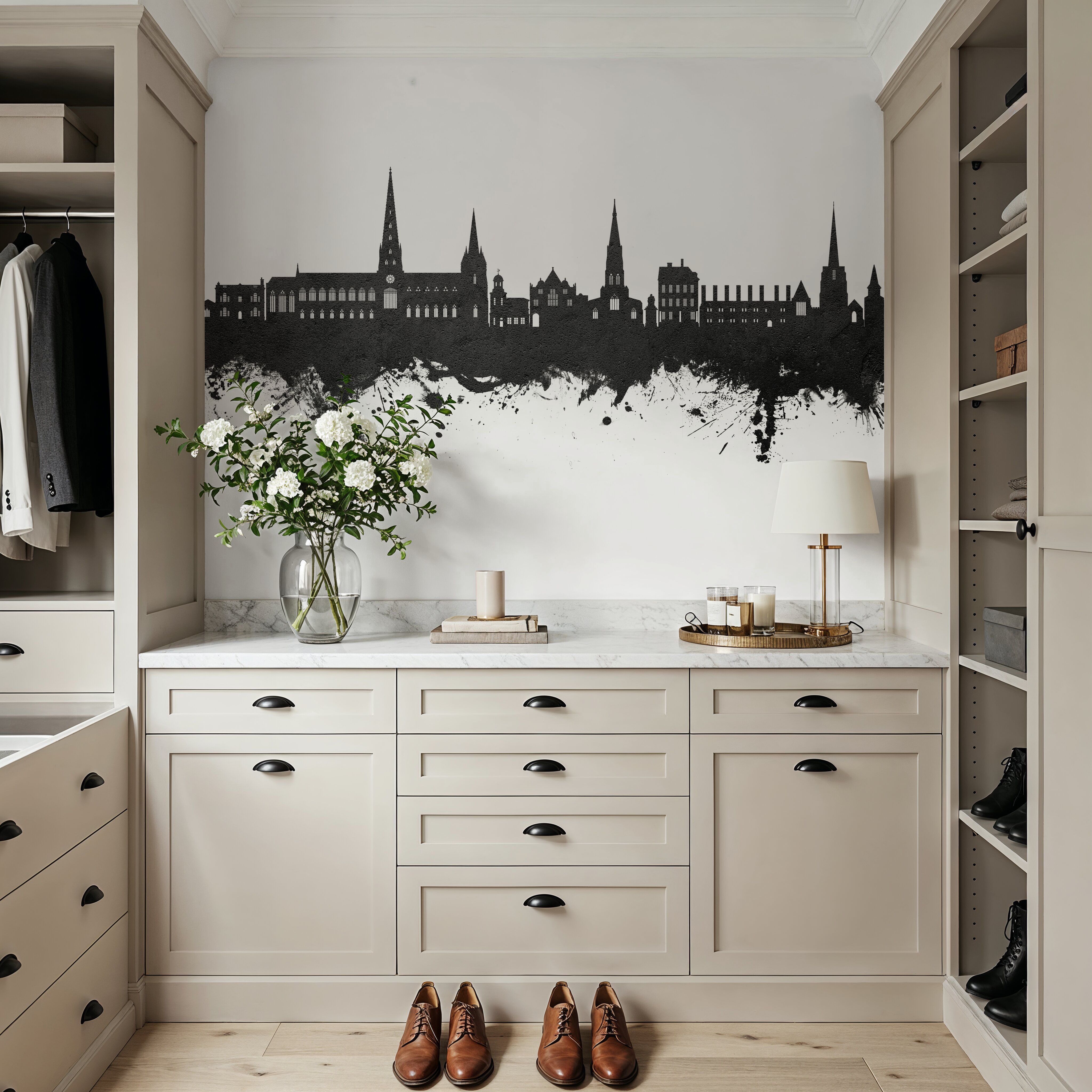 Lichfield England Skyline Black & White