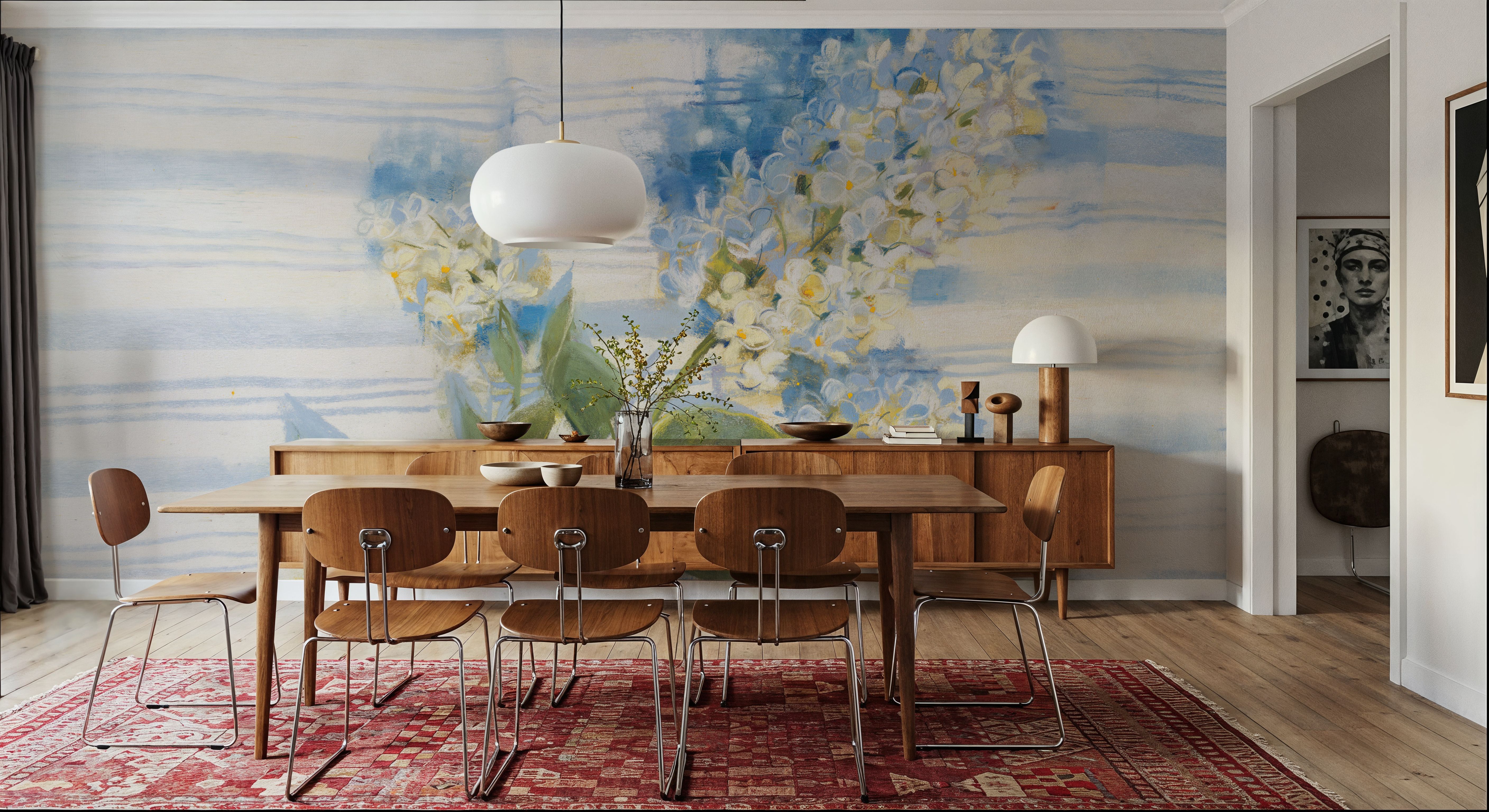 Lilac on Blue Stripe