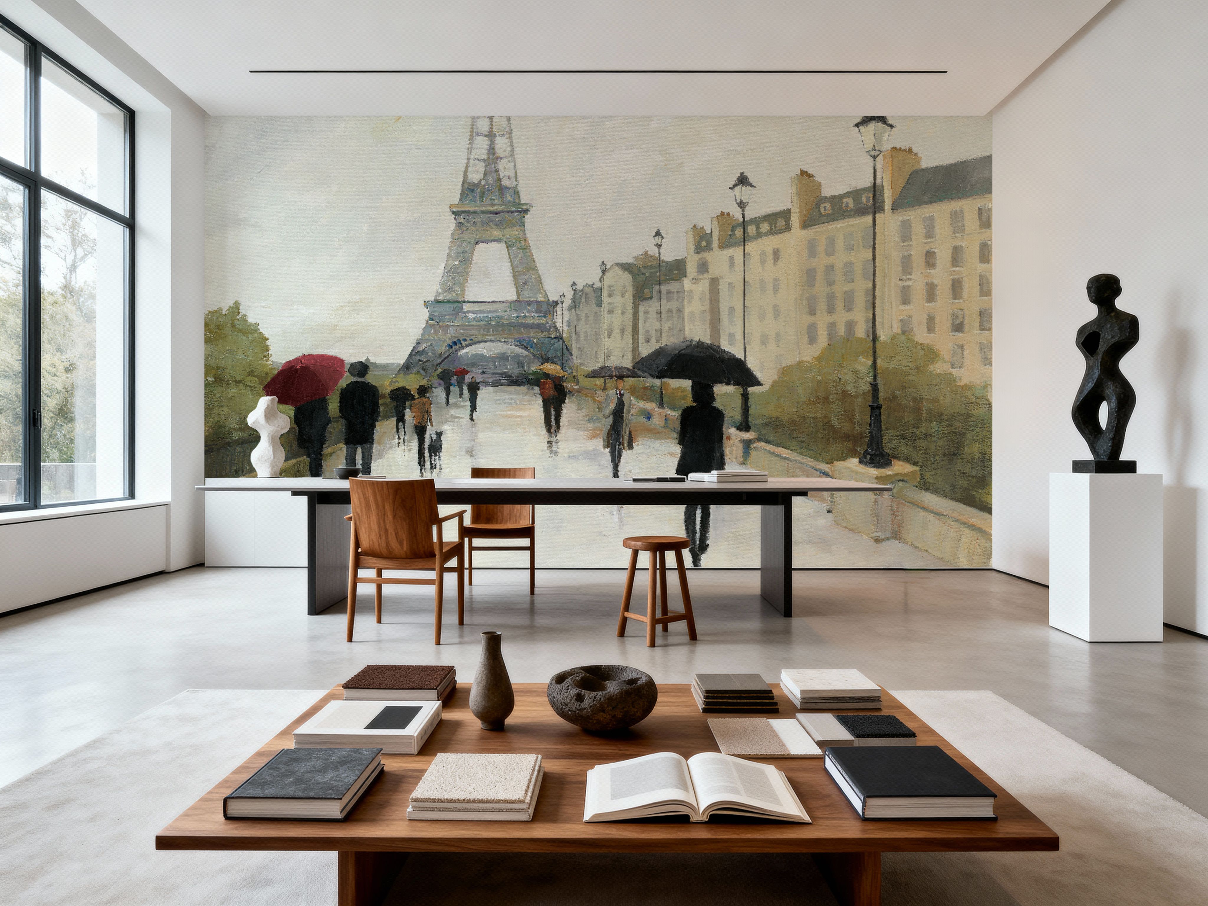Eiffel in the Rain Marsala Umbrella