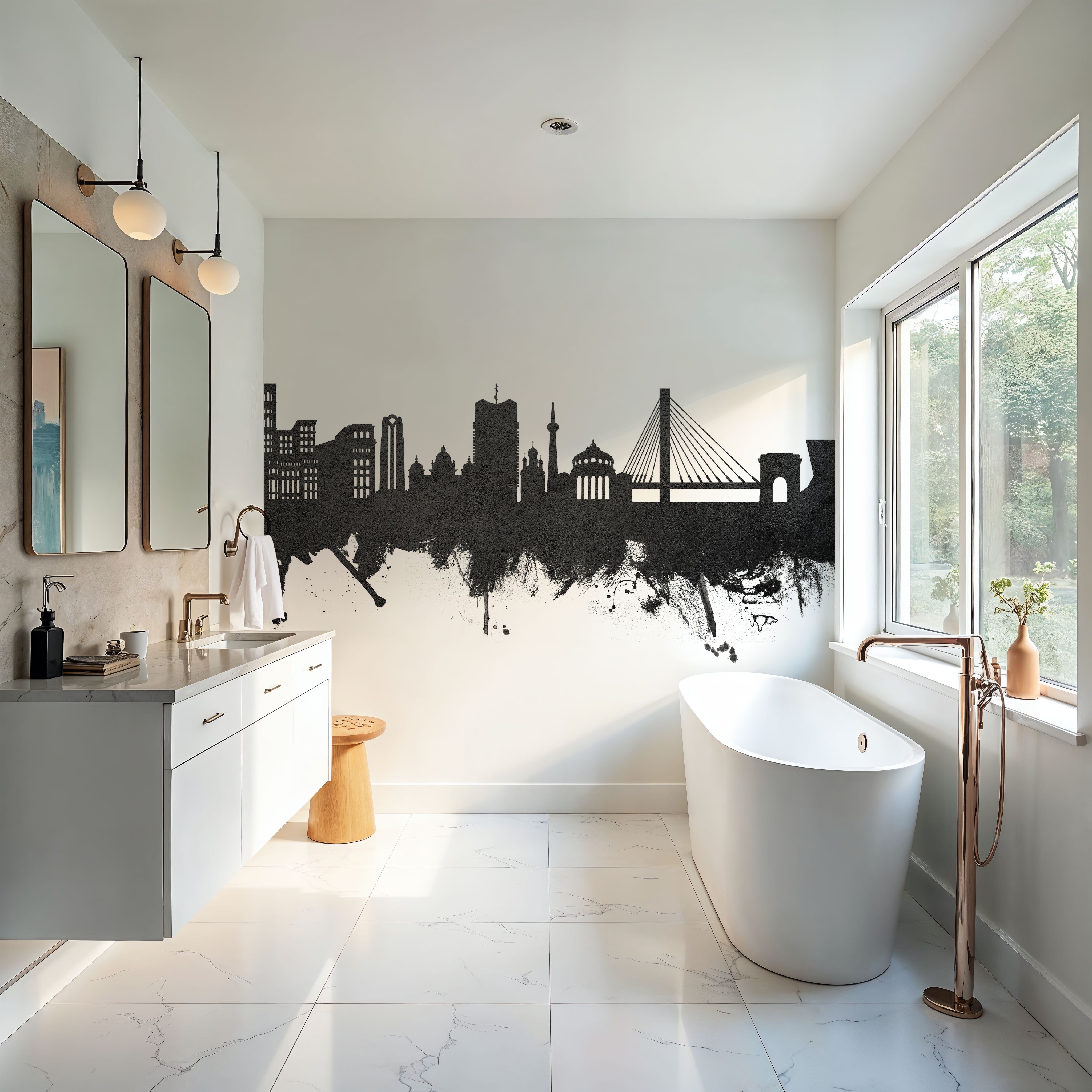 Bucharest Romania Skyline Black & White