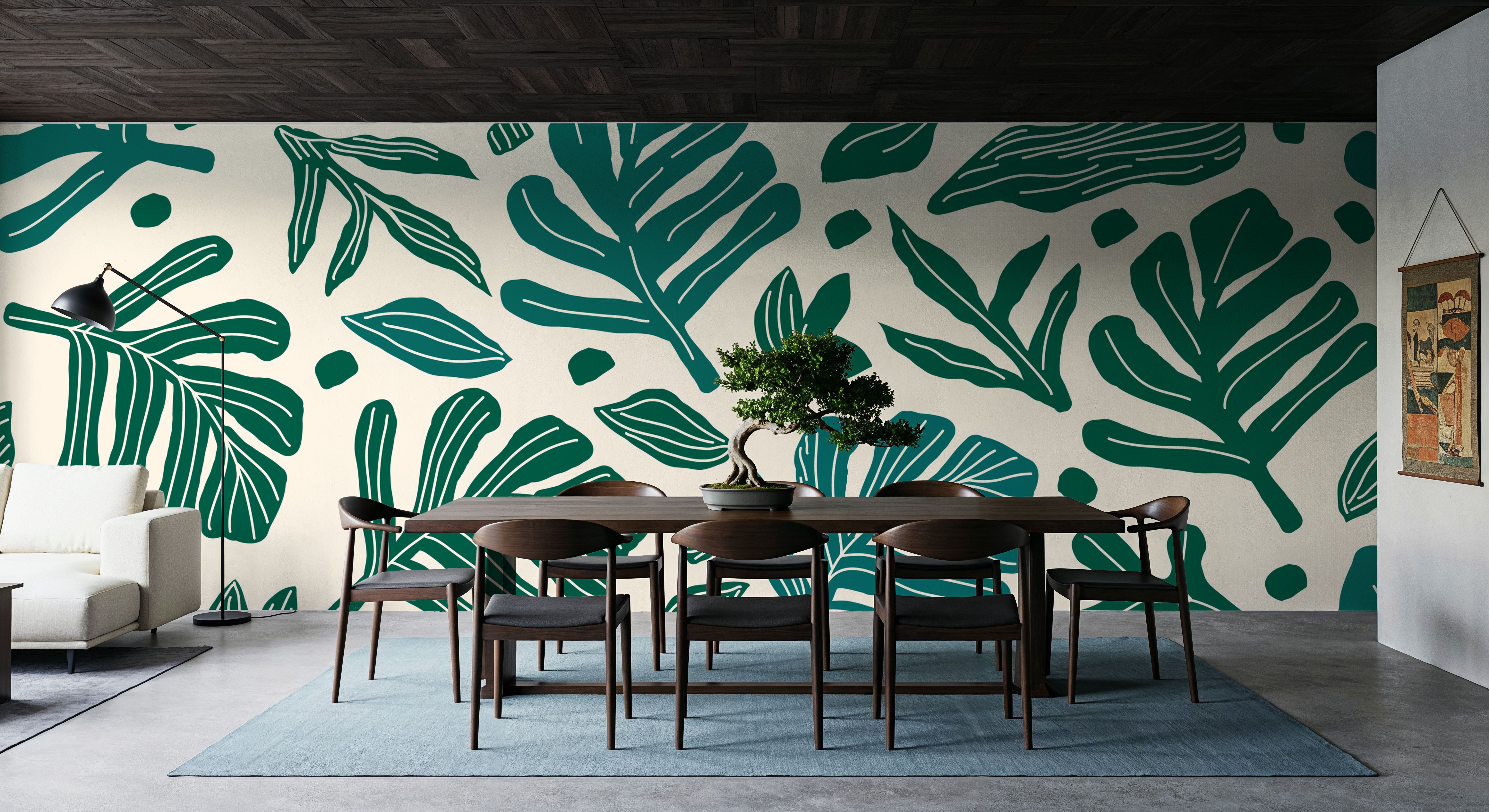 Monstera Cuttings, Green, Wallpaper