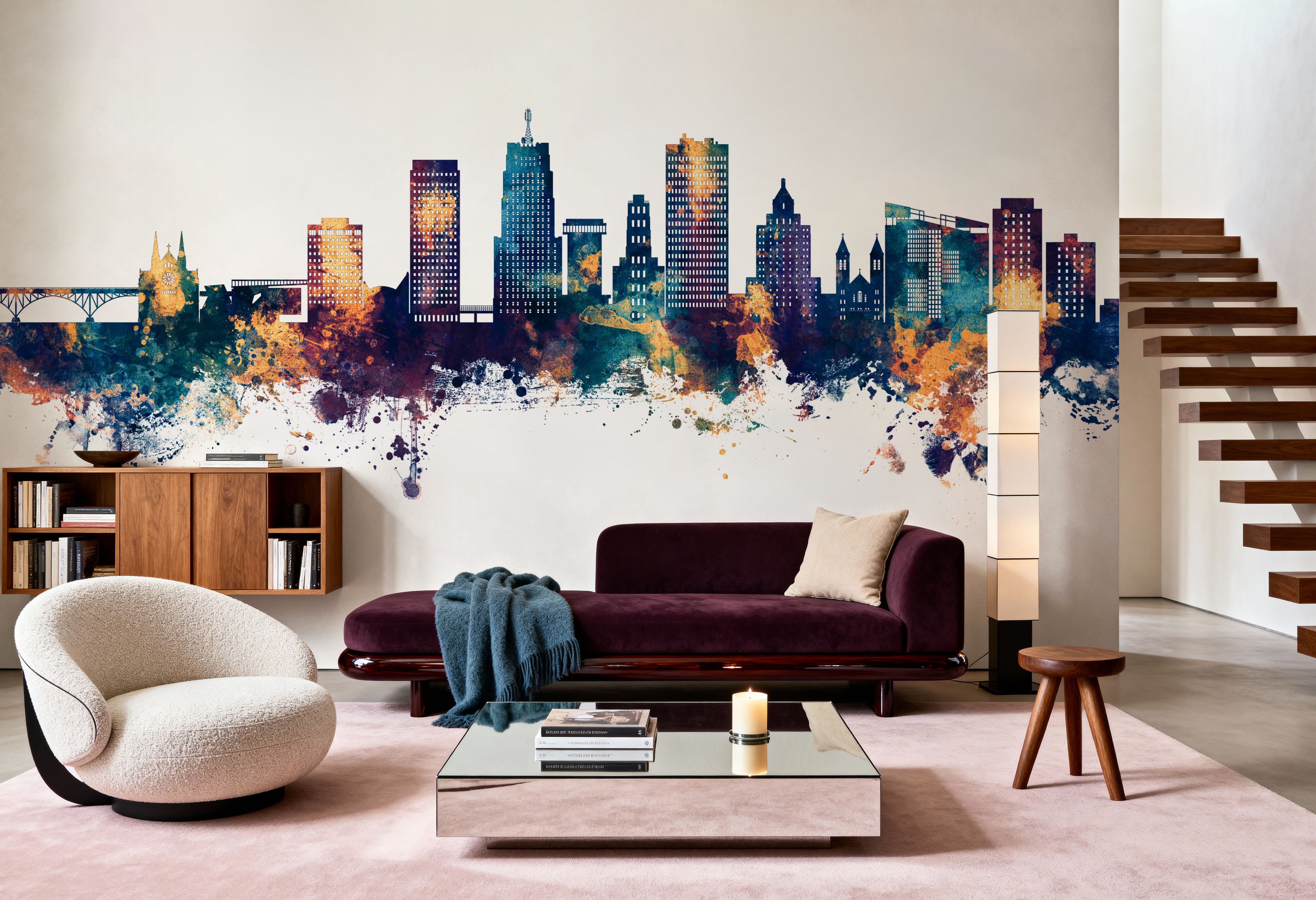 Akron Ohio Skyline Blue & Bronze