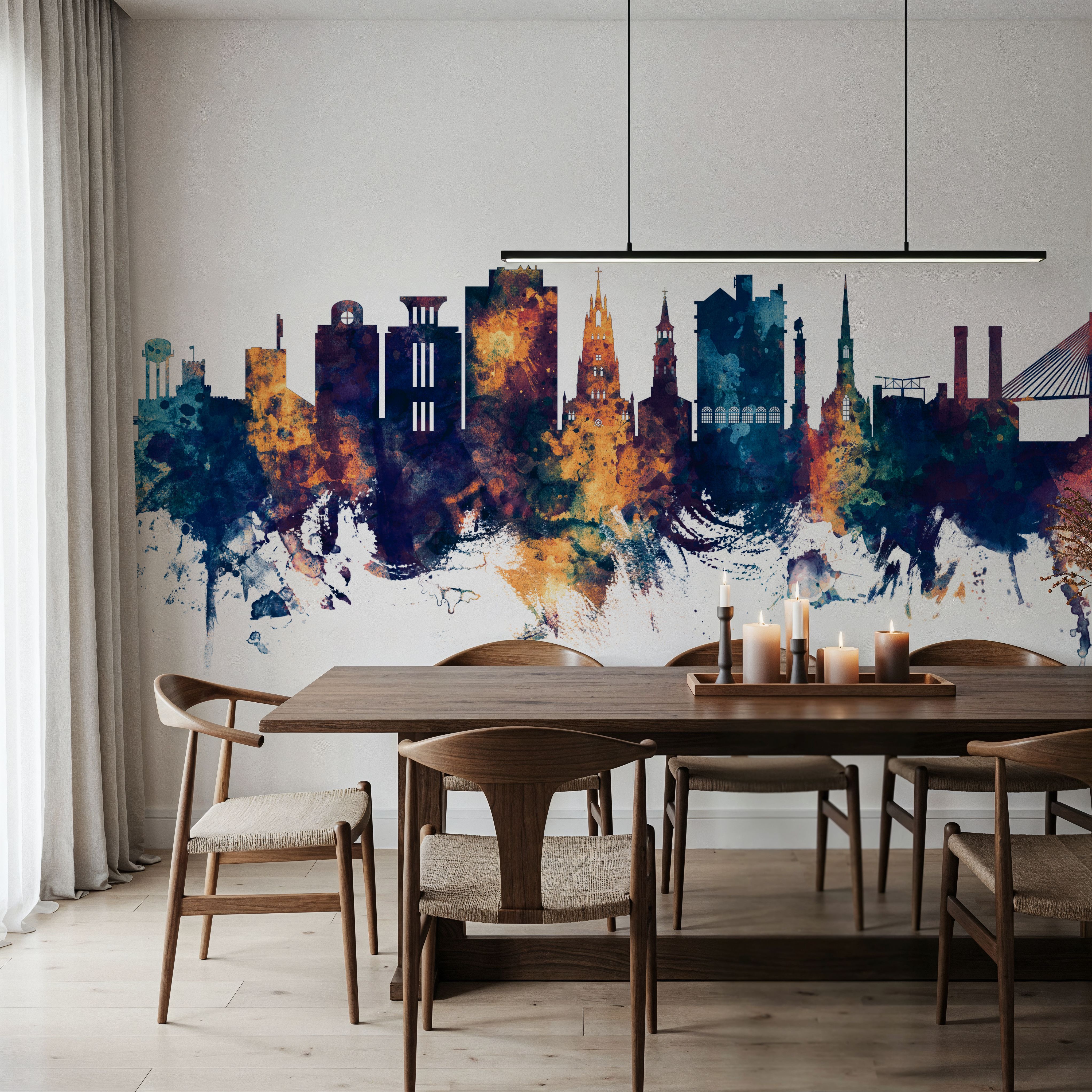 Charleston South Carolina Skyline Blue & Bronze