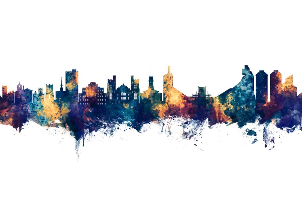 Boulder Colorado Skyline Blue & Bronze