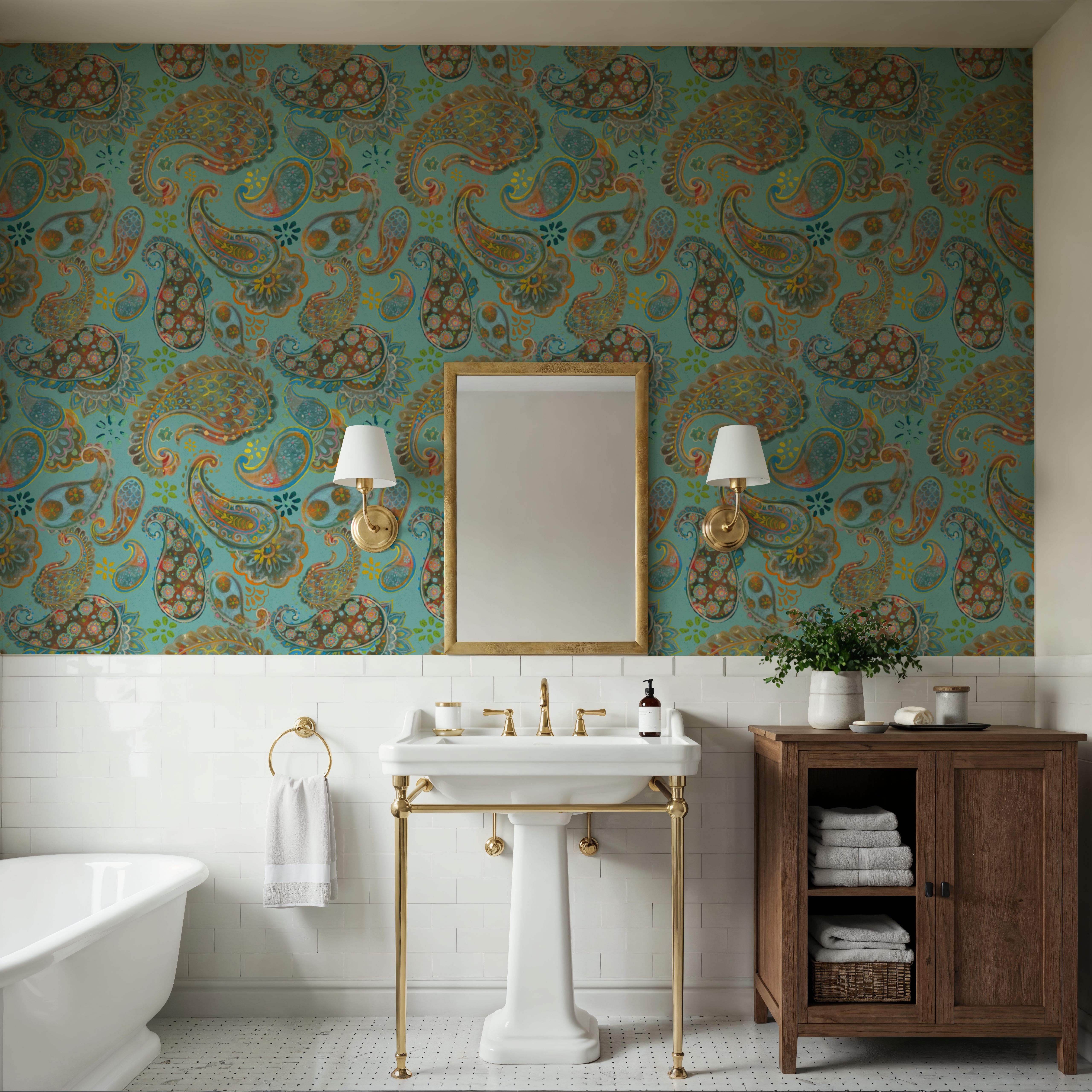 Big on Paisley Blue, Wallpaper