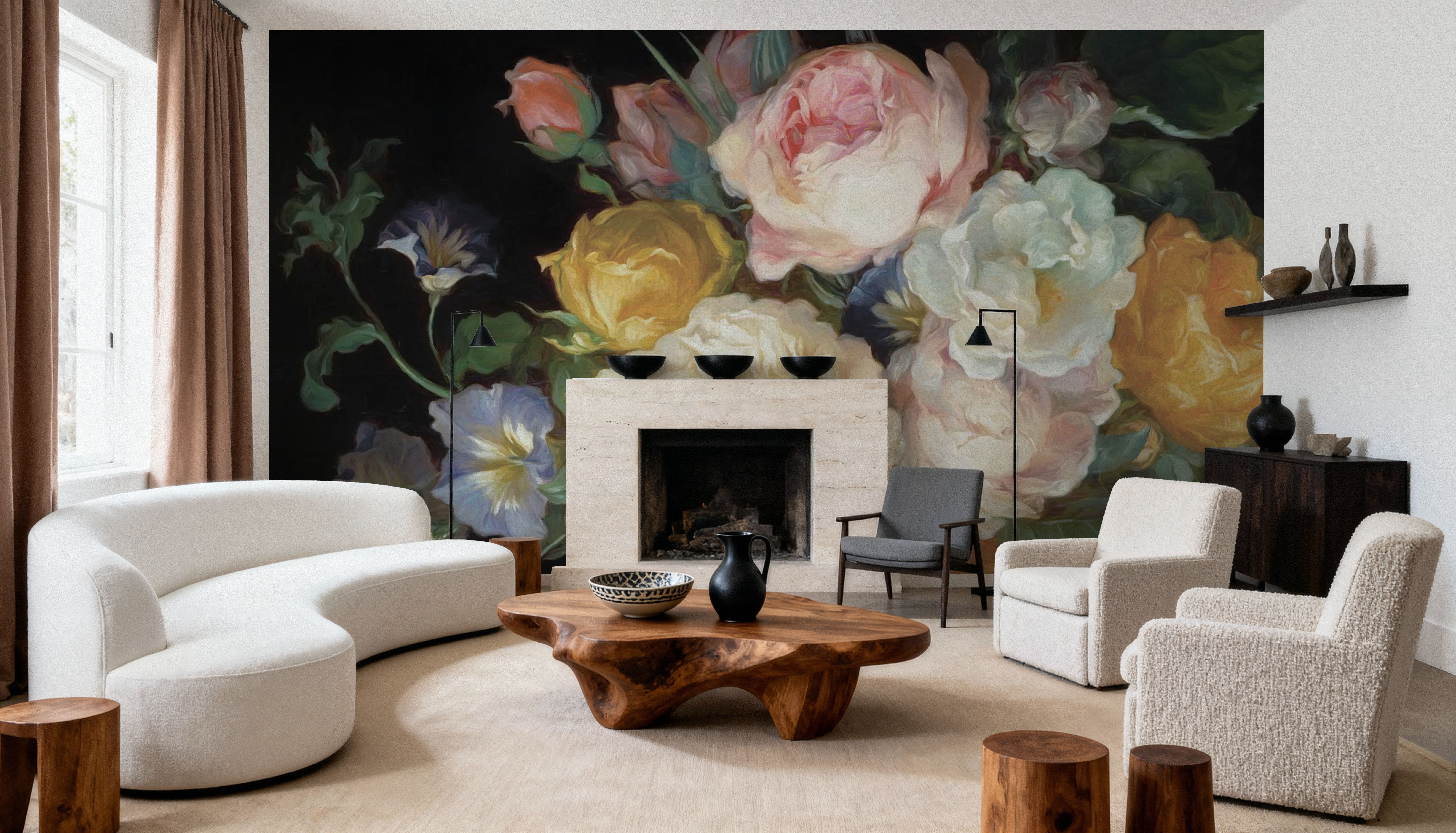 Wall Mural - Rich Depiction - Chintz Nature mural wallpaper - Bedroom - Wallism US - Premium, Textured or Peel & Stick