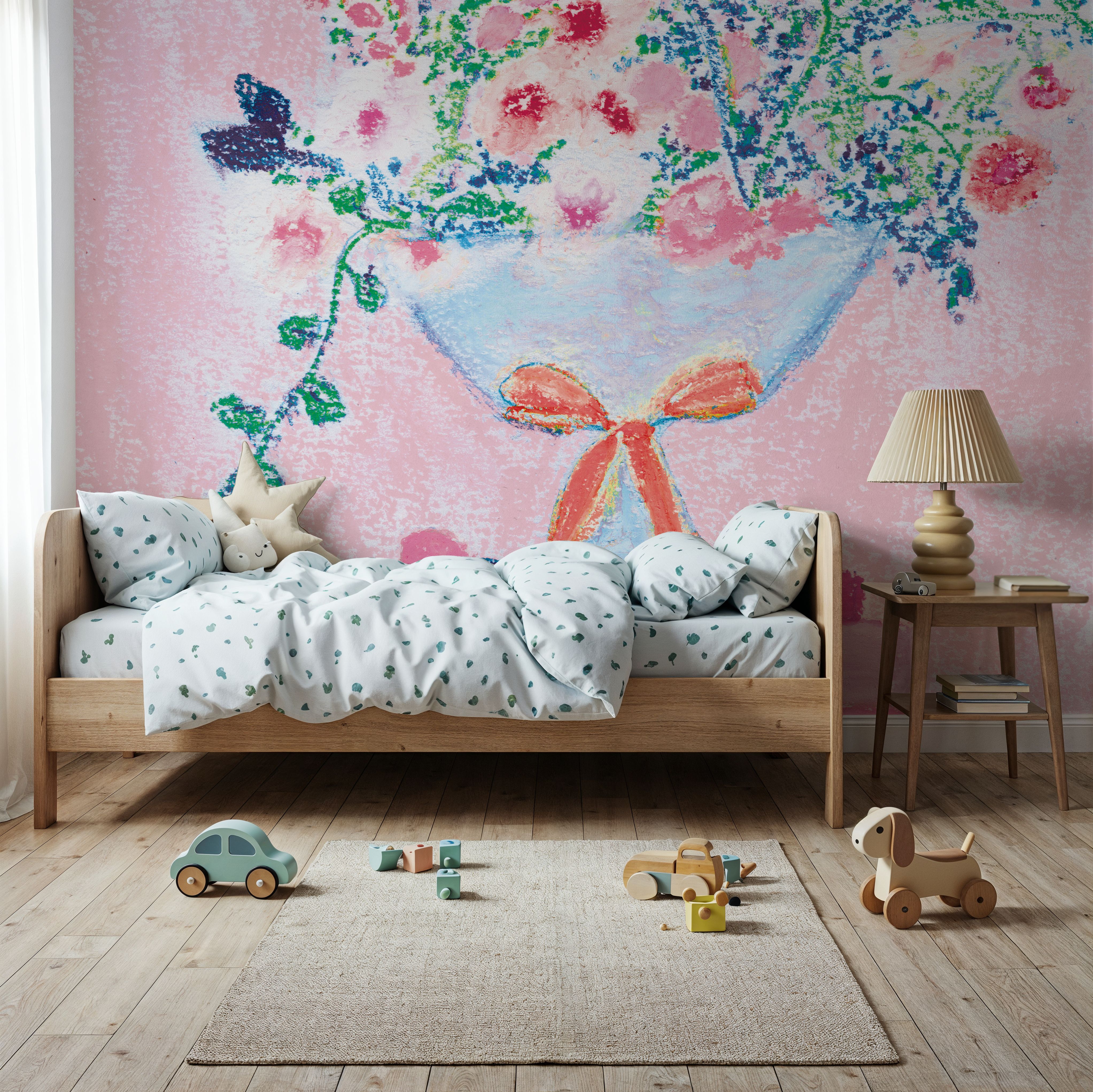 Flower Vases and Books Square Pink