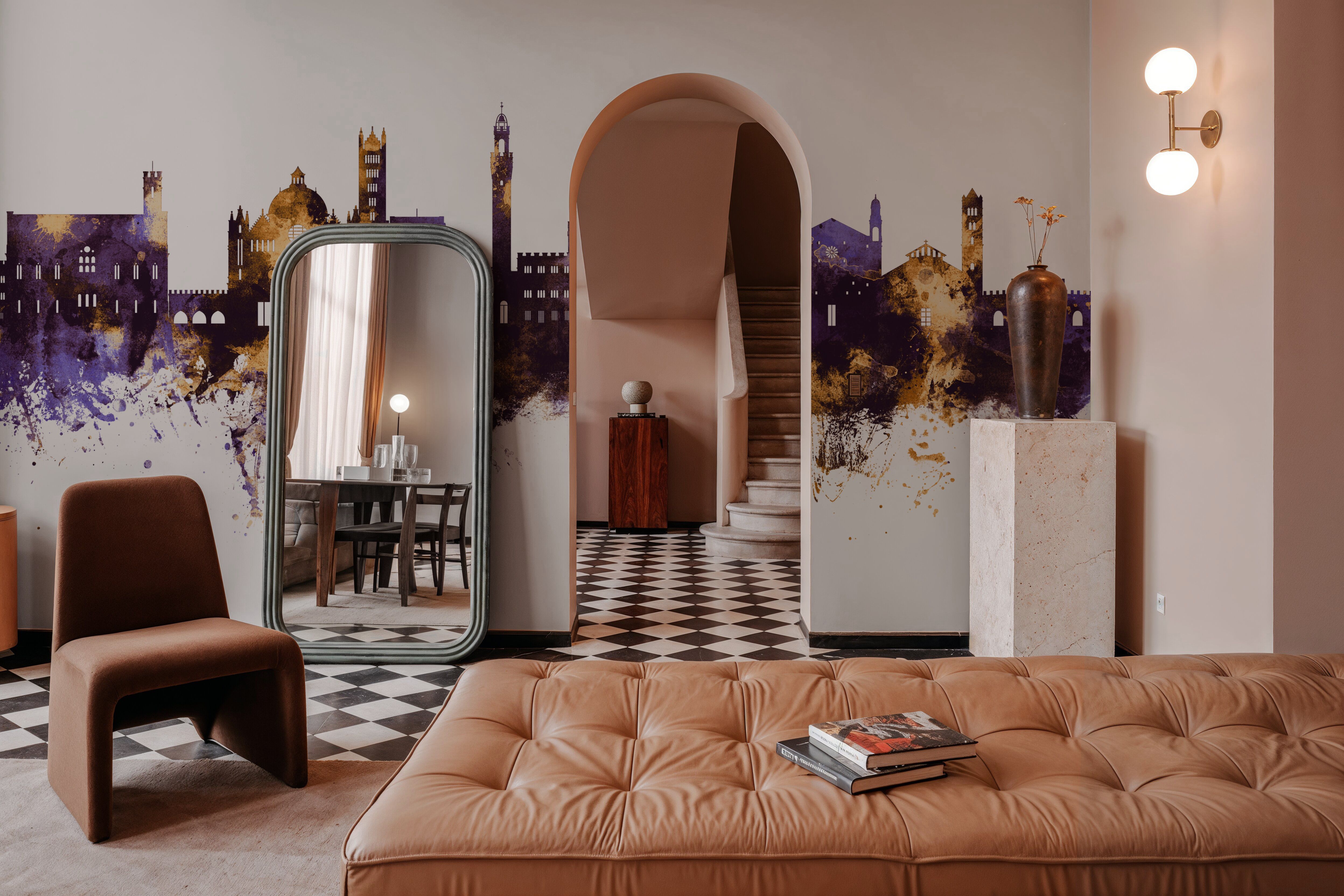 Siena Italy Skyline Purple & Gold