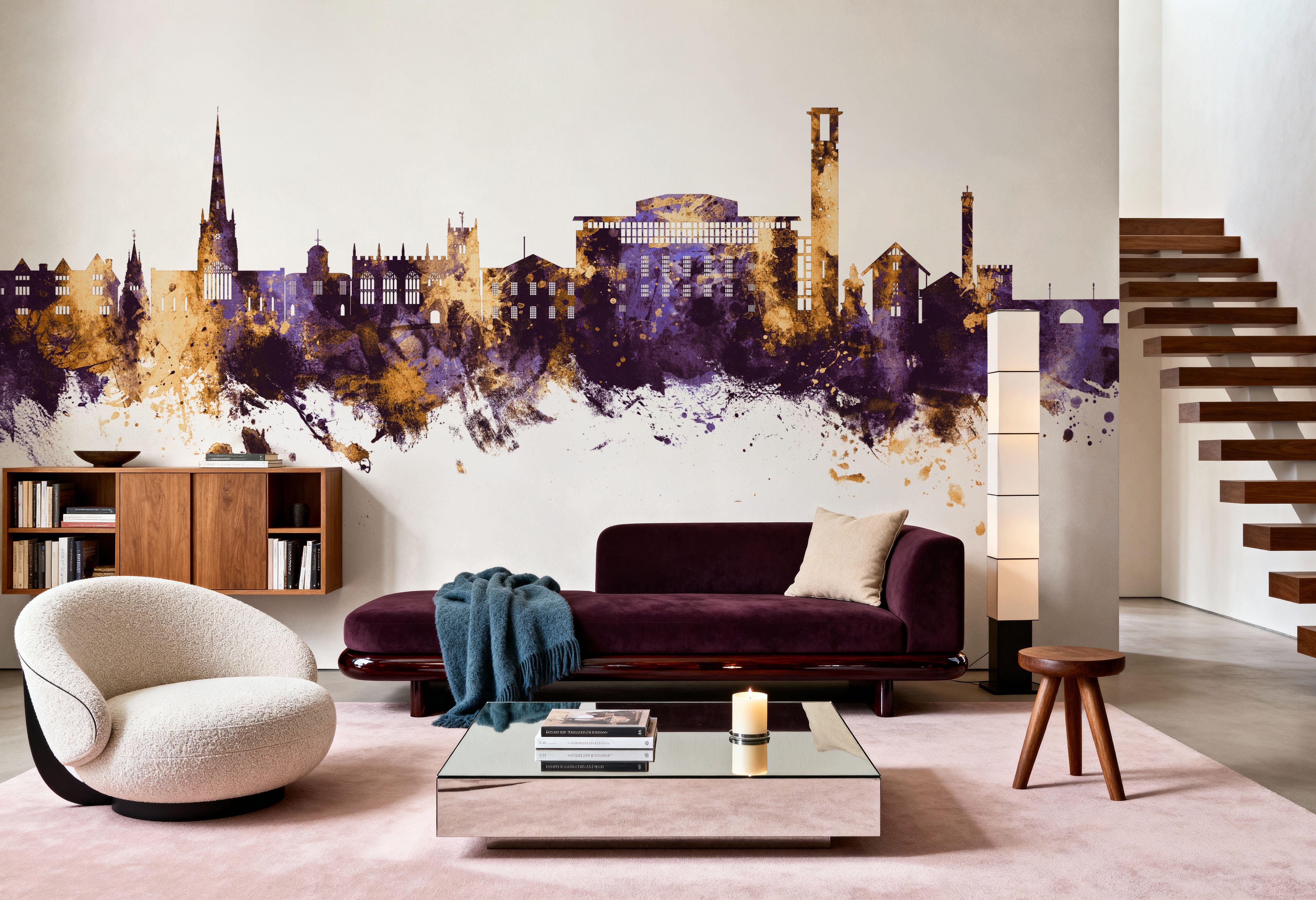 Stratford-upon-Avon England Skyline Purple & Gold