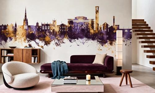 Stratford-upon-Avon England Skyline Purple & Gold