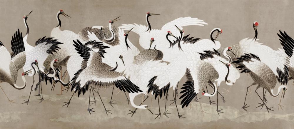 Japanese Flock of Cranes, Nutmeg Dust