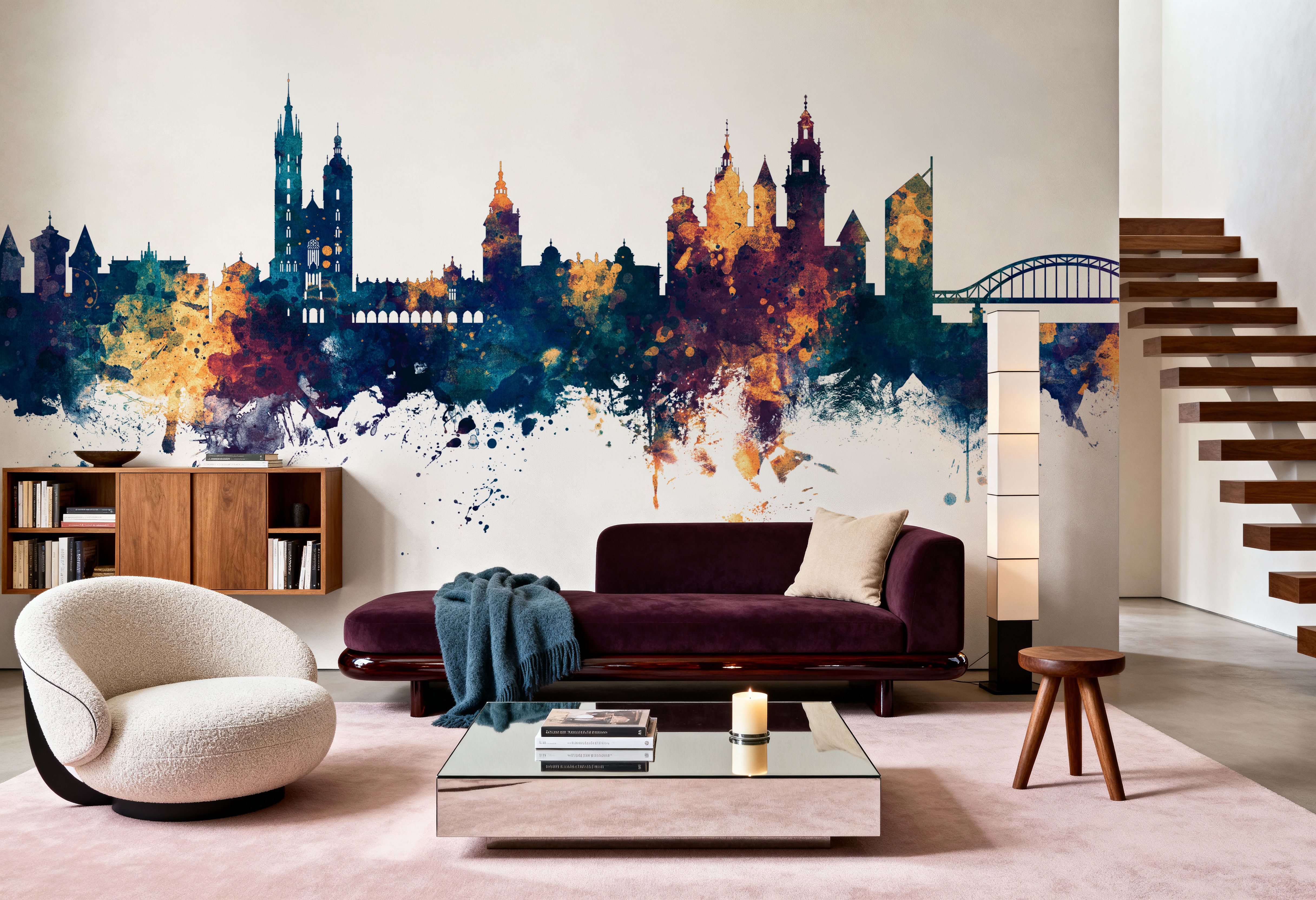 Krakow Skyline Blue & Bronze