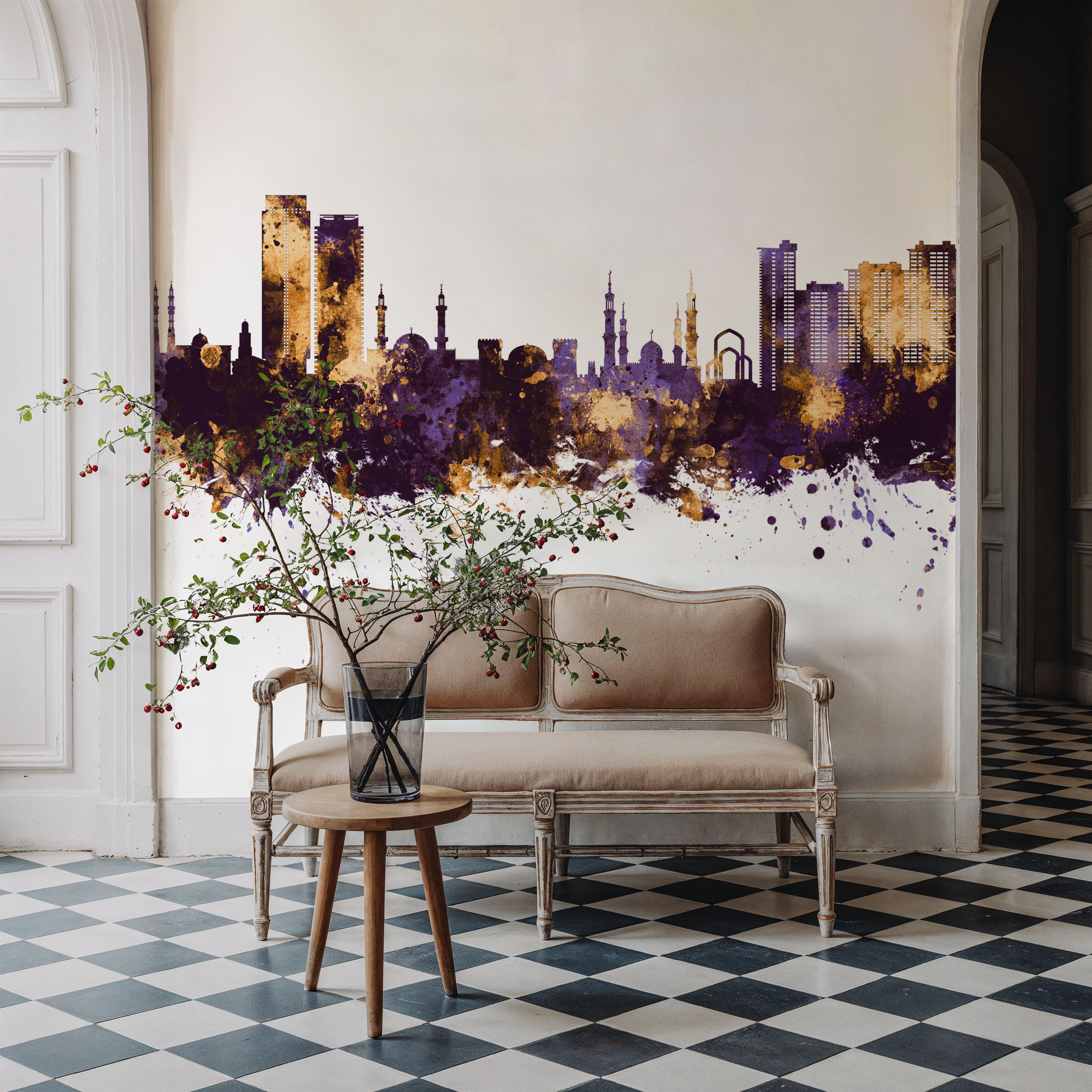 Ajman Skyline Purple & Gold