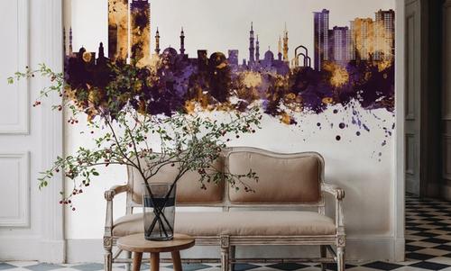Ajman Skyline Purple & Gold