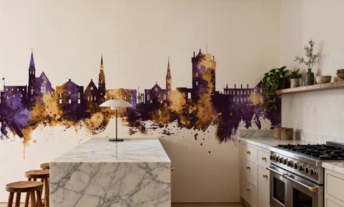 Broughty Ferry Scotland Skyline Purple & Gold
