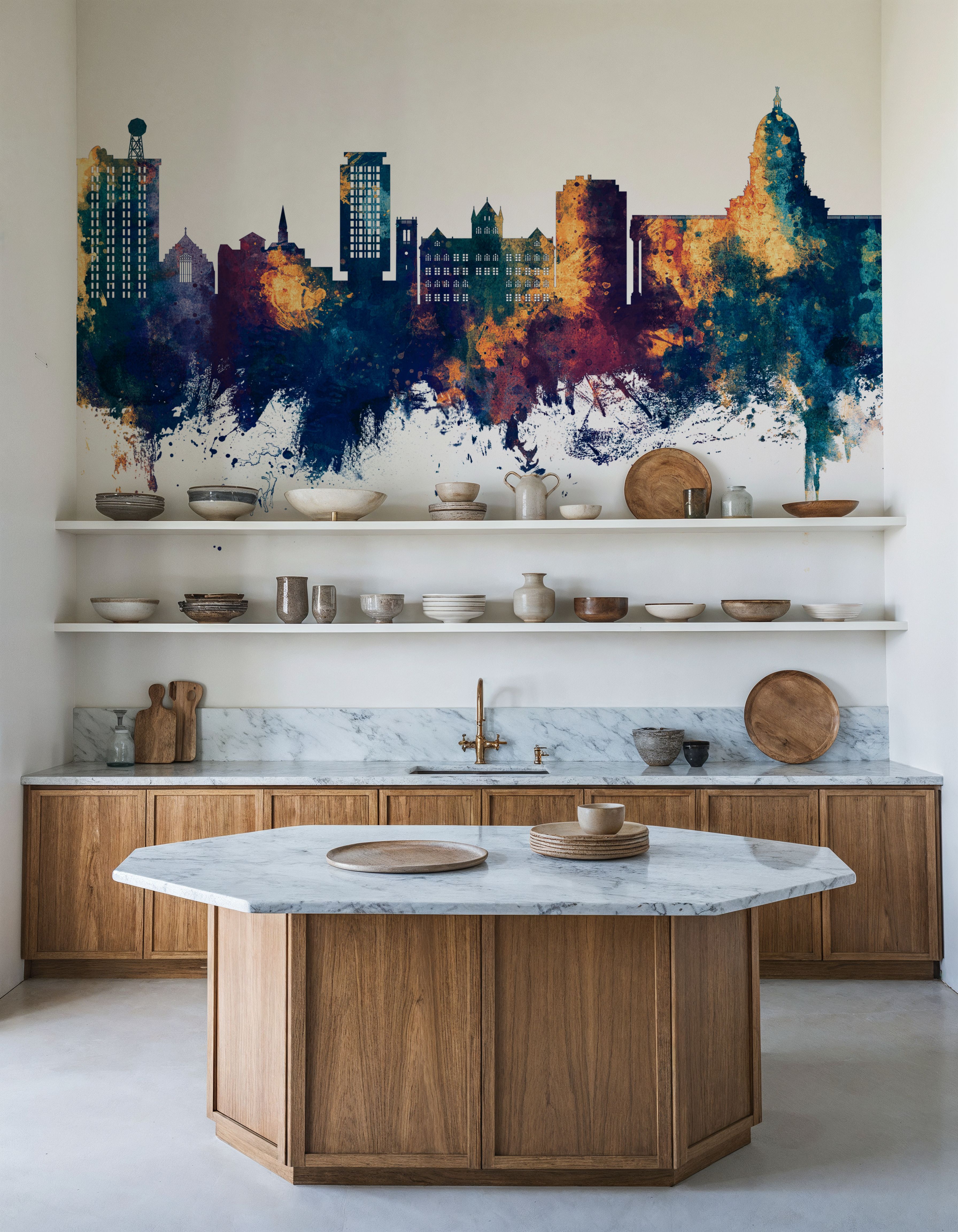 Madison Wisconsin Skyline Blue & Bronze