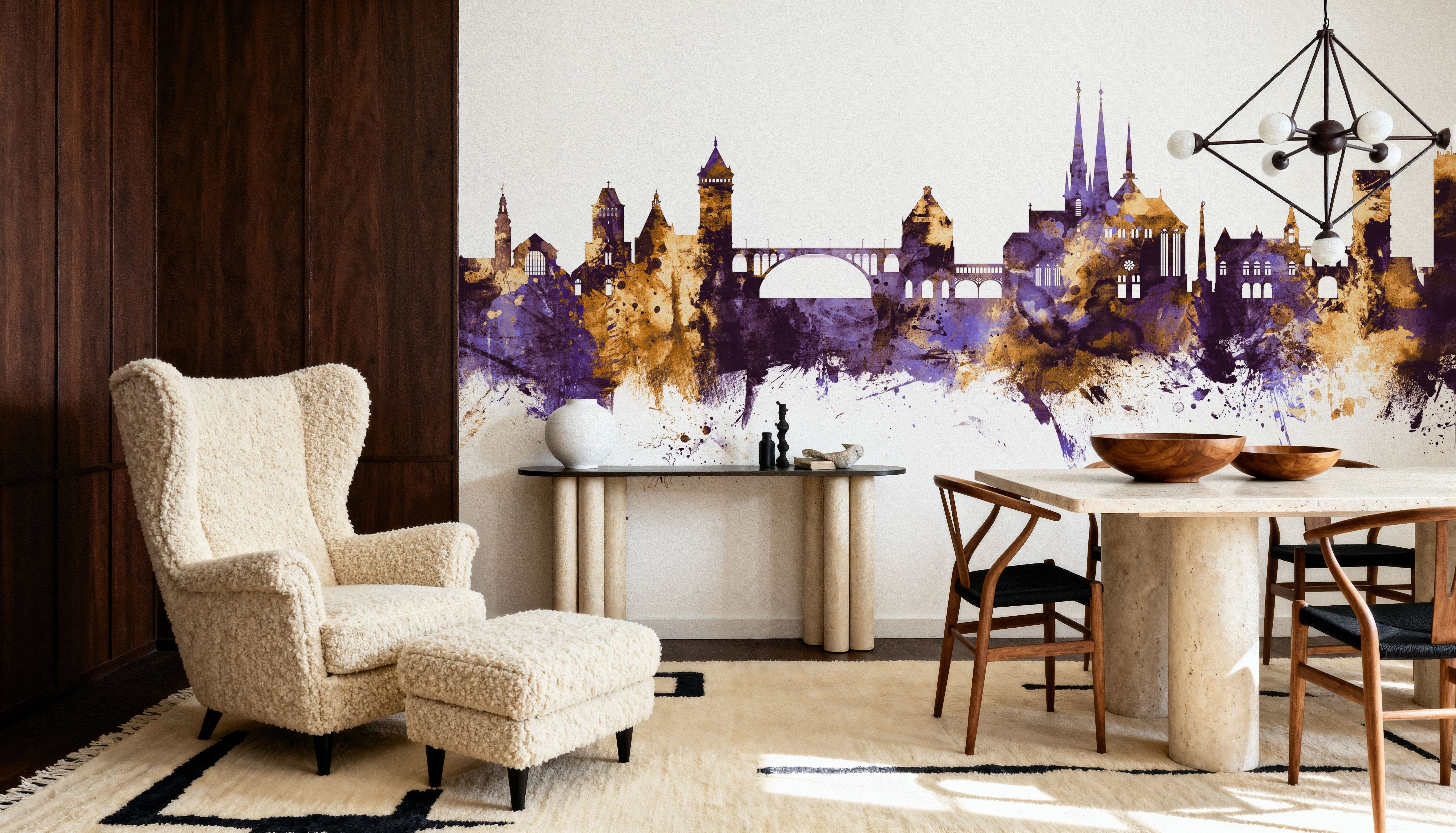 Luxembourg City Skyline Purple & Gold