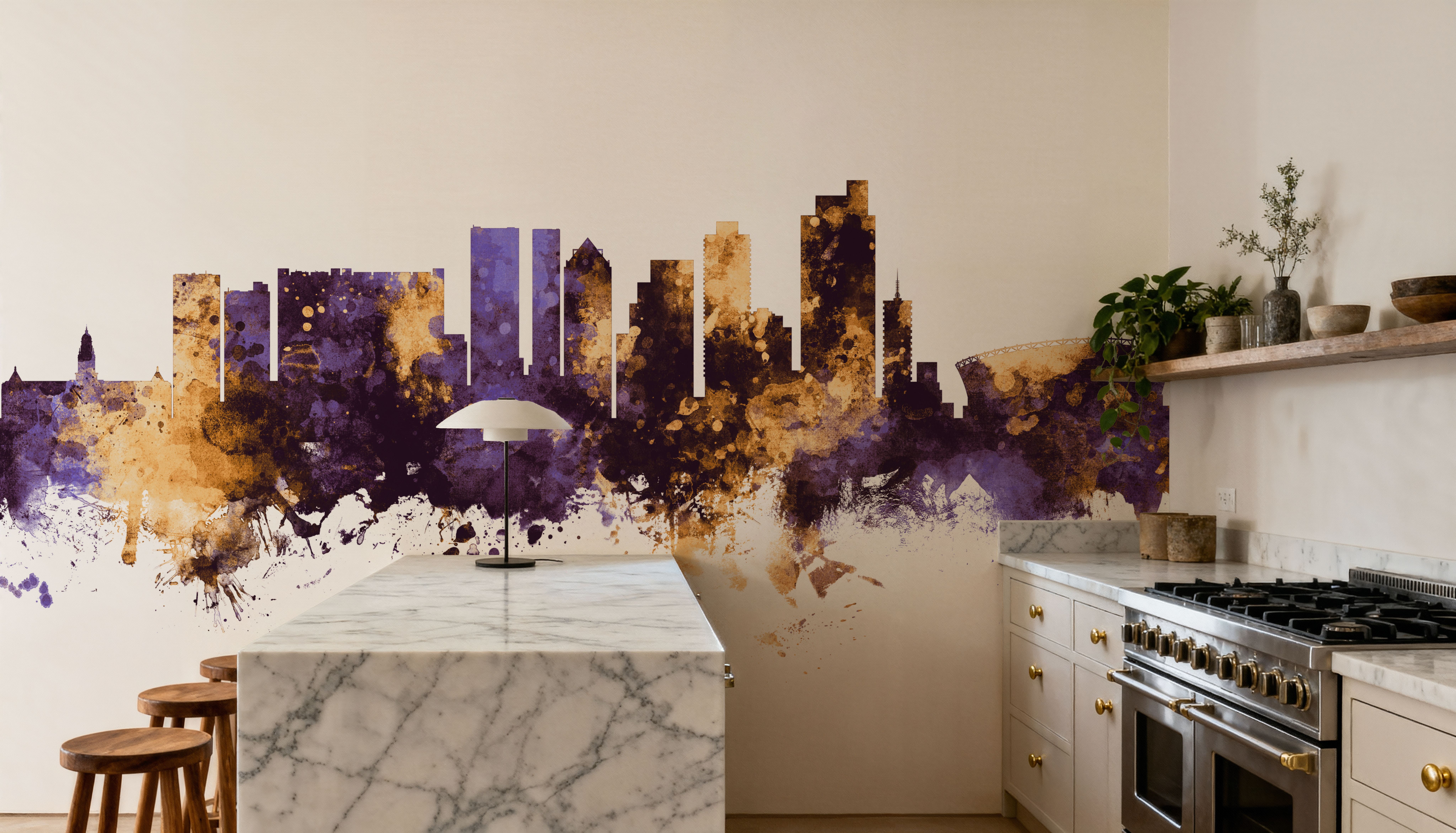 Cape Town Skyline Purple & Gold