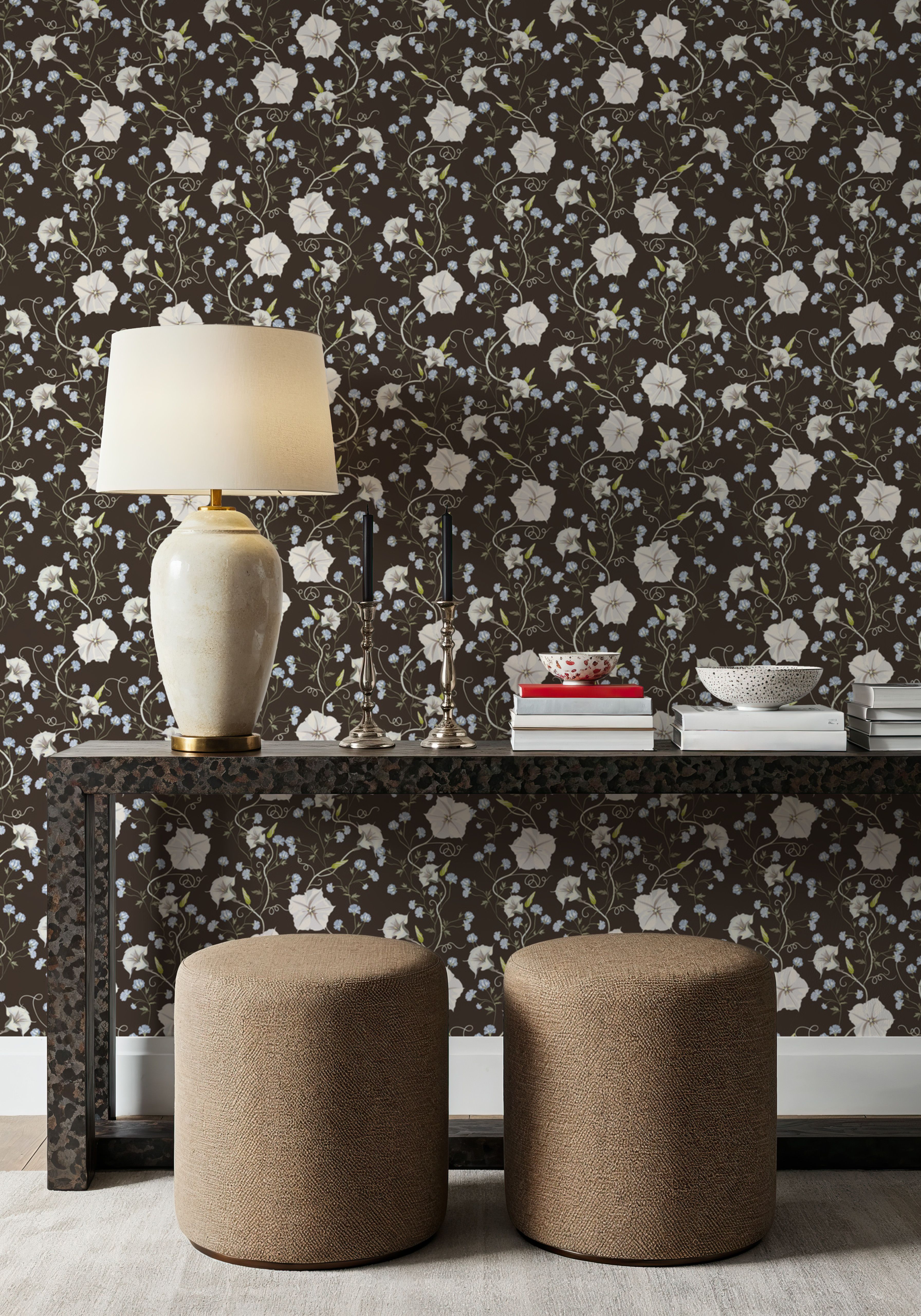 Trailing Morning Glory, Walnut, Carte da parati