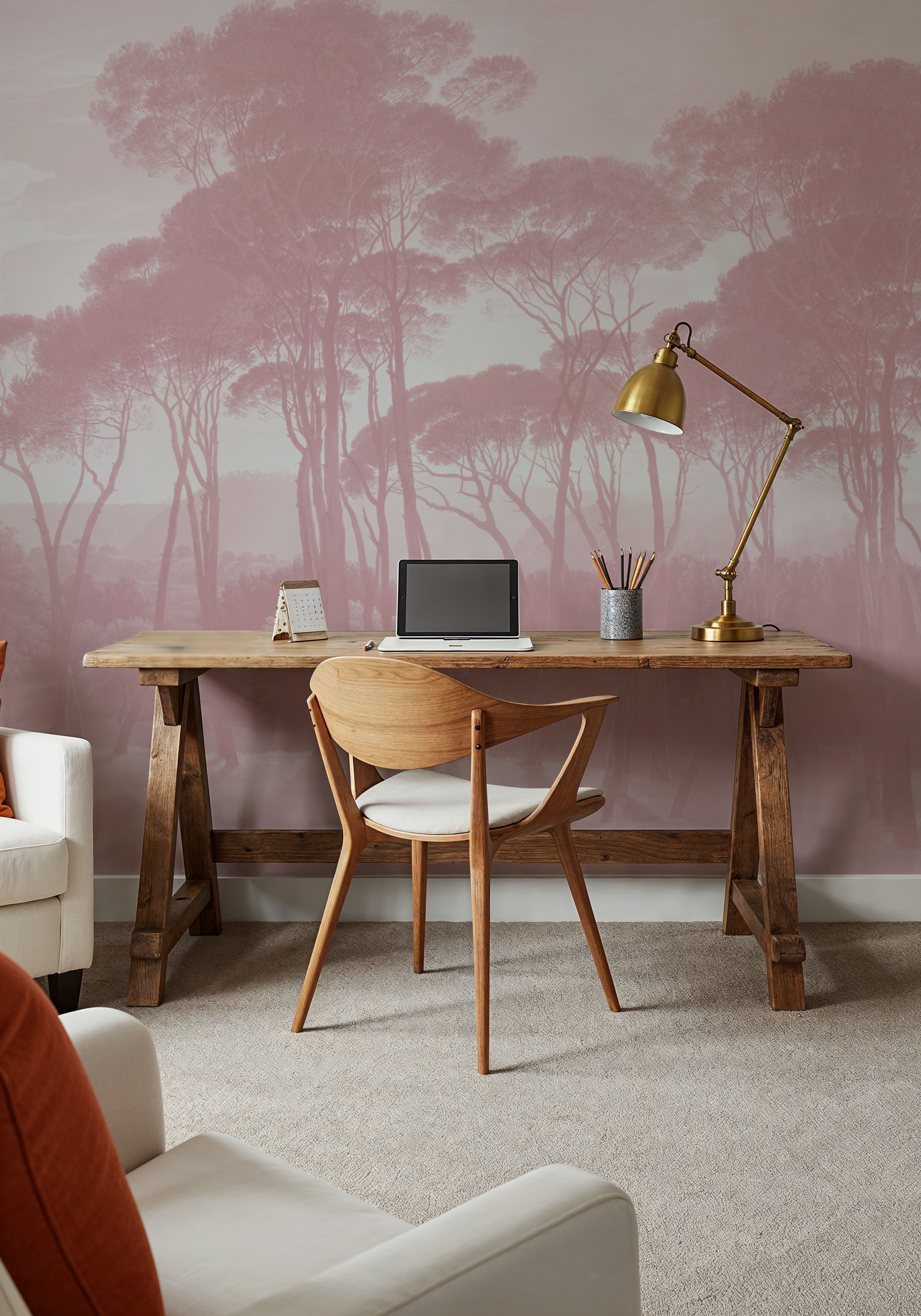 Mediterranean Pine Landscape, Dusty Pink