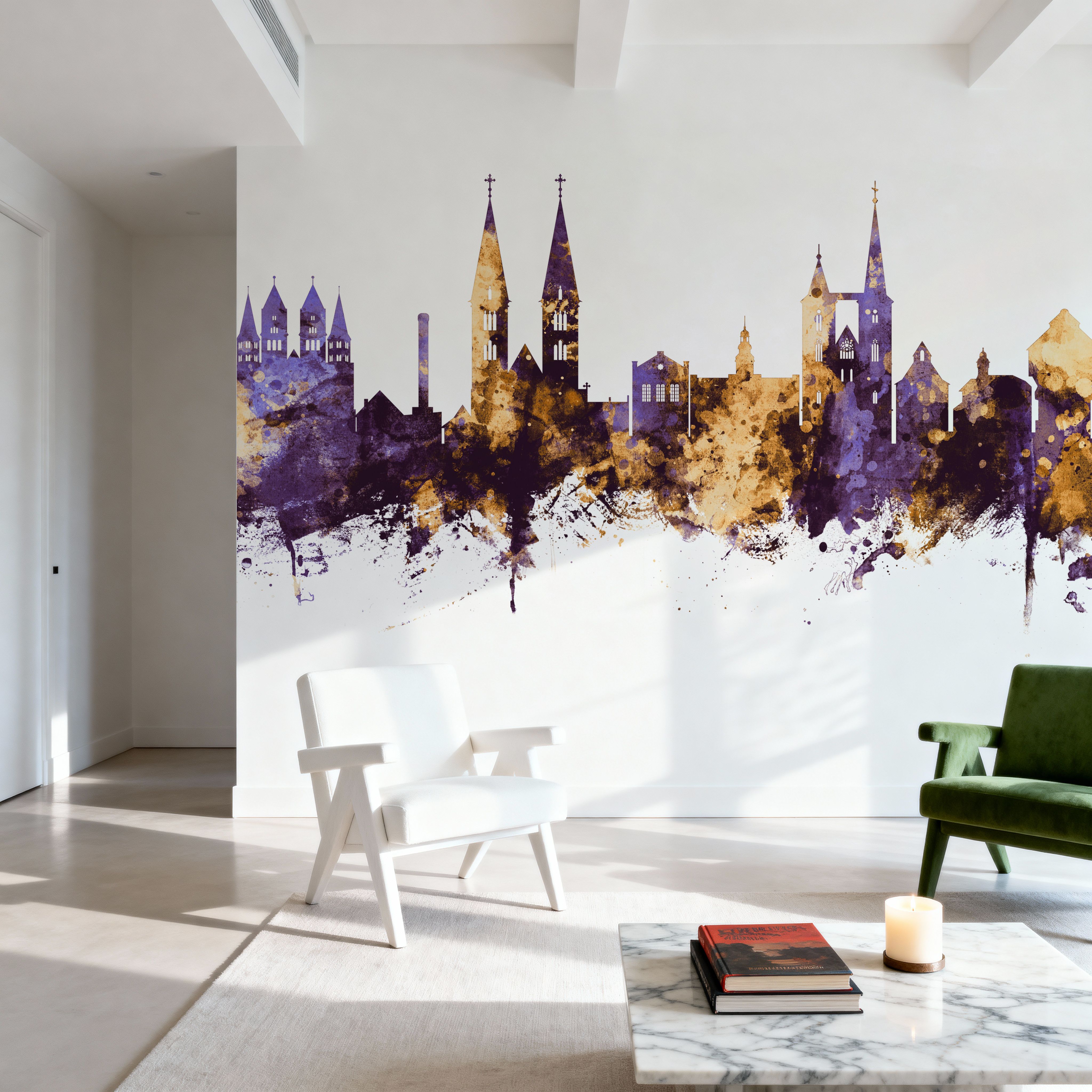 Halberstadt Germany Skyline Purple & Gold