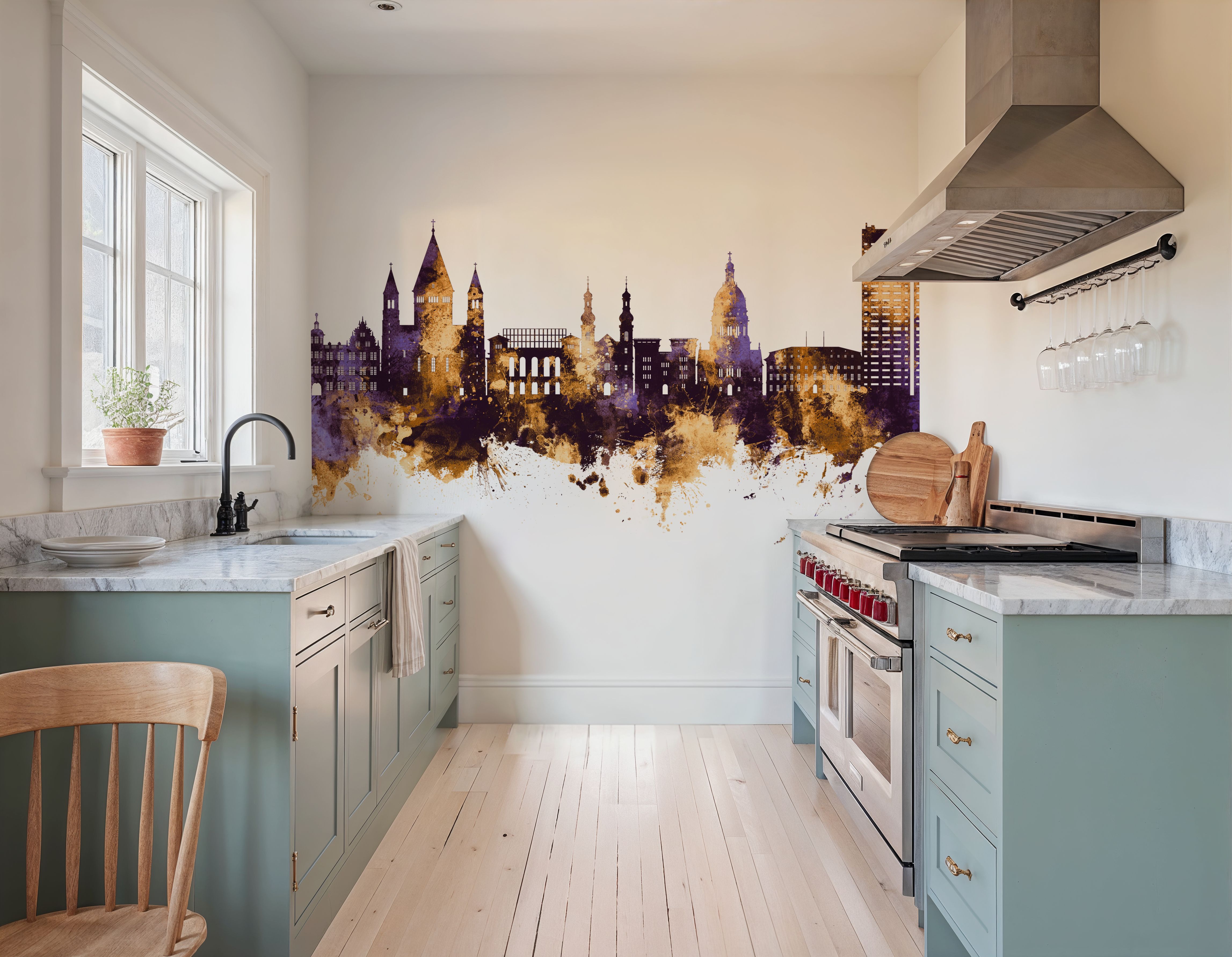 Mainz Germany Skyline Purple & Gold