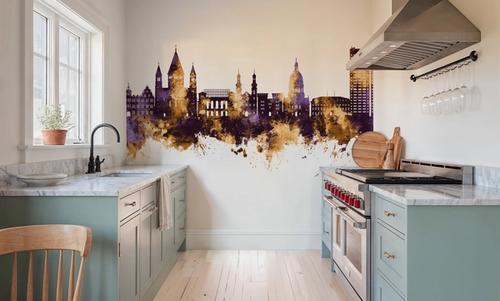 Mainz Germany Skyline Purple & Gold