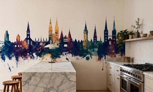 Lubeck Germany Skyline Blue & Bronze