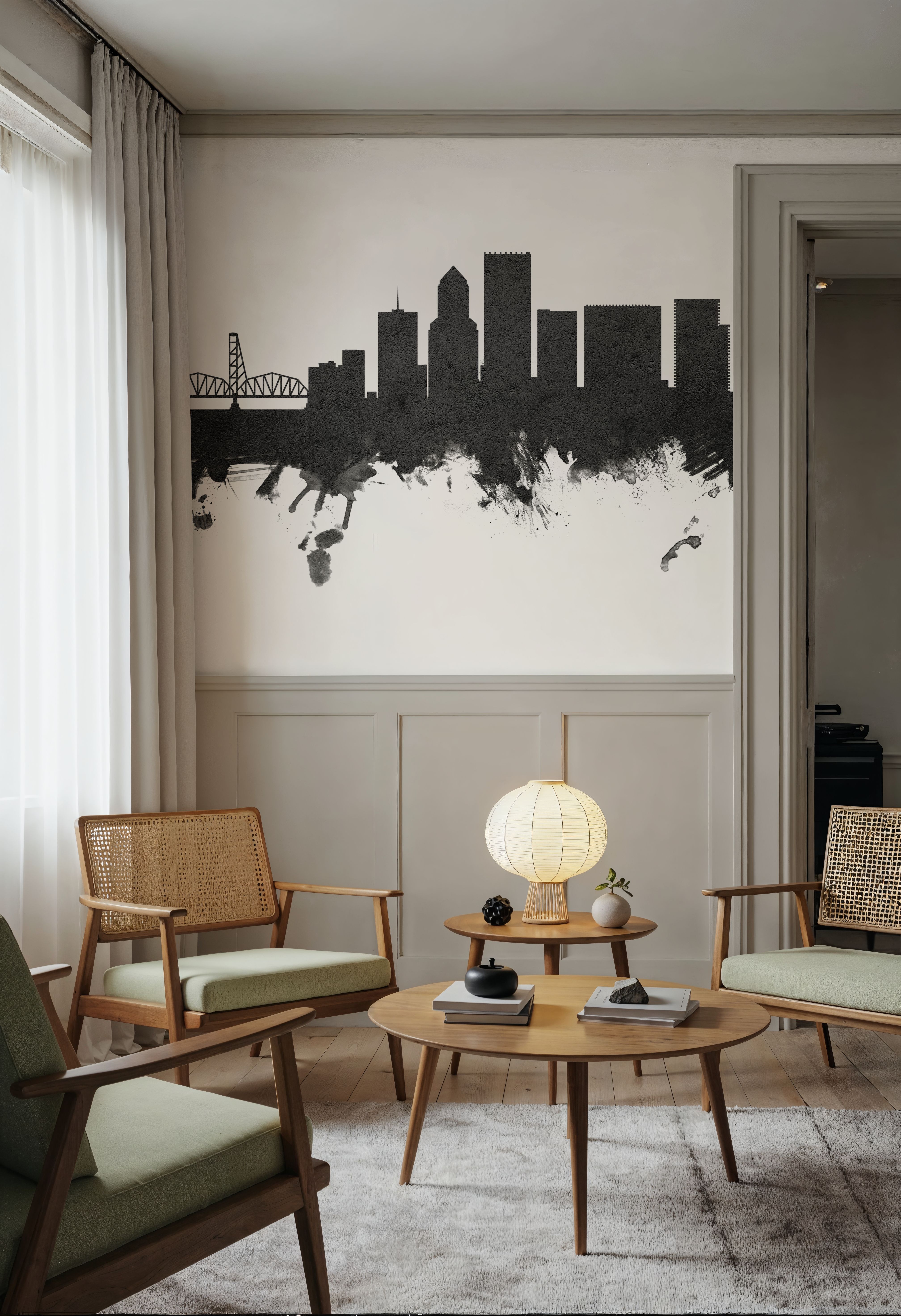 Portland Oregon Skyline Black & White