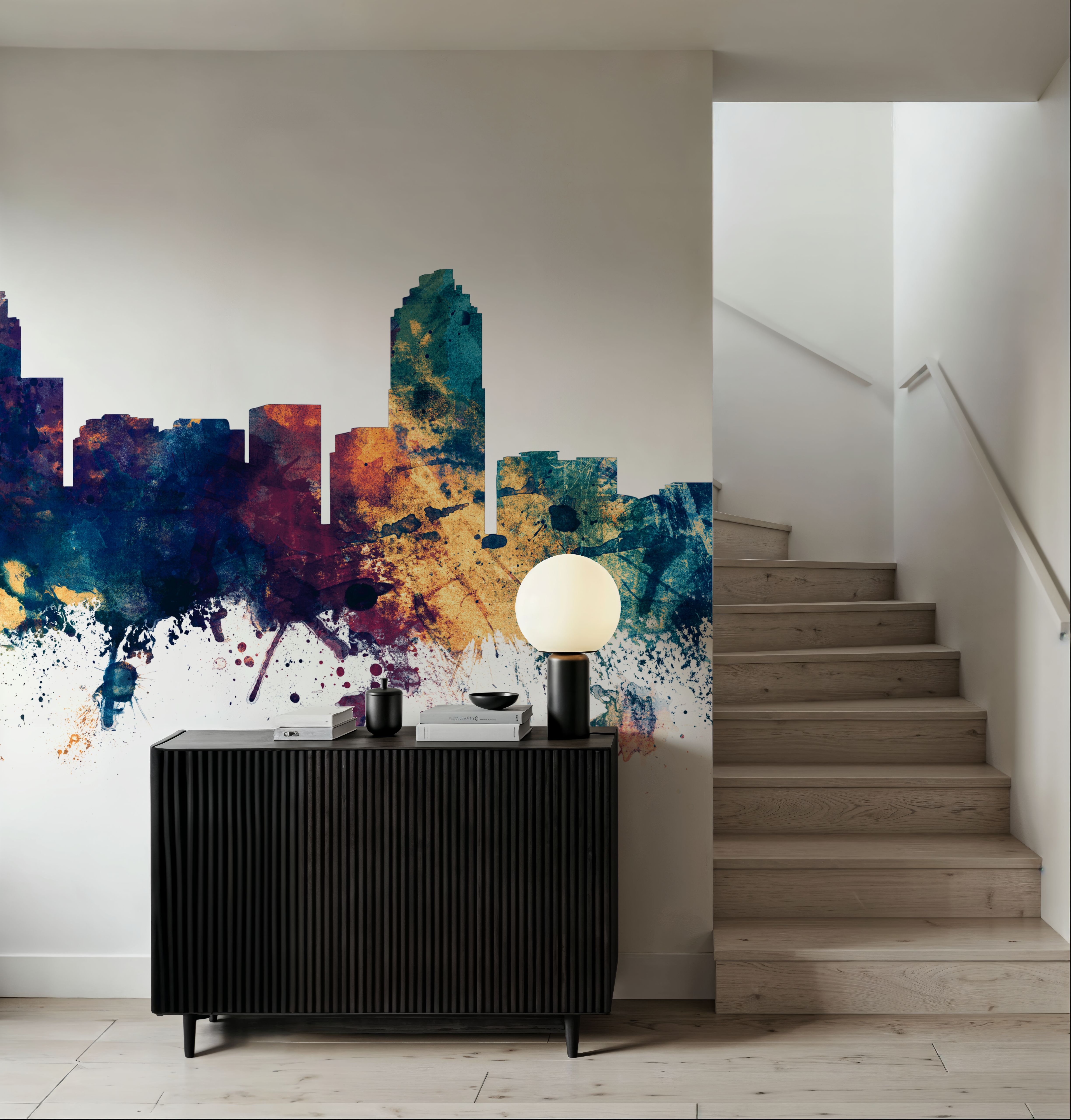 Raleigh North Carolina Skyline Blue & Bronze