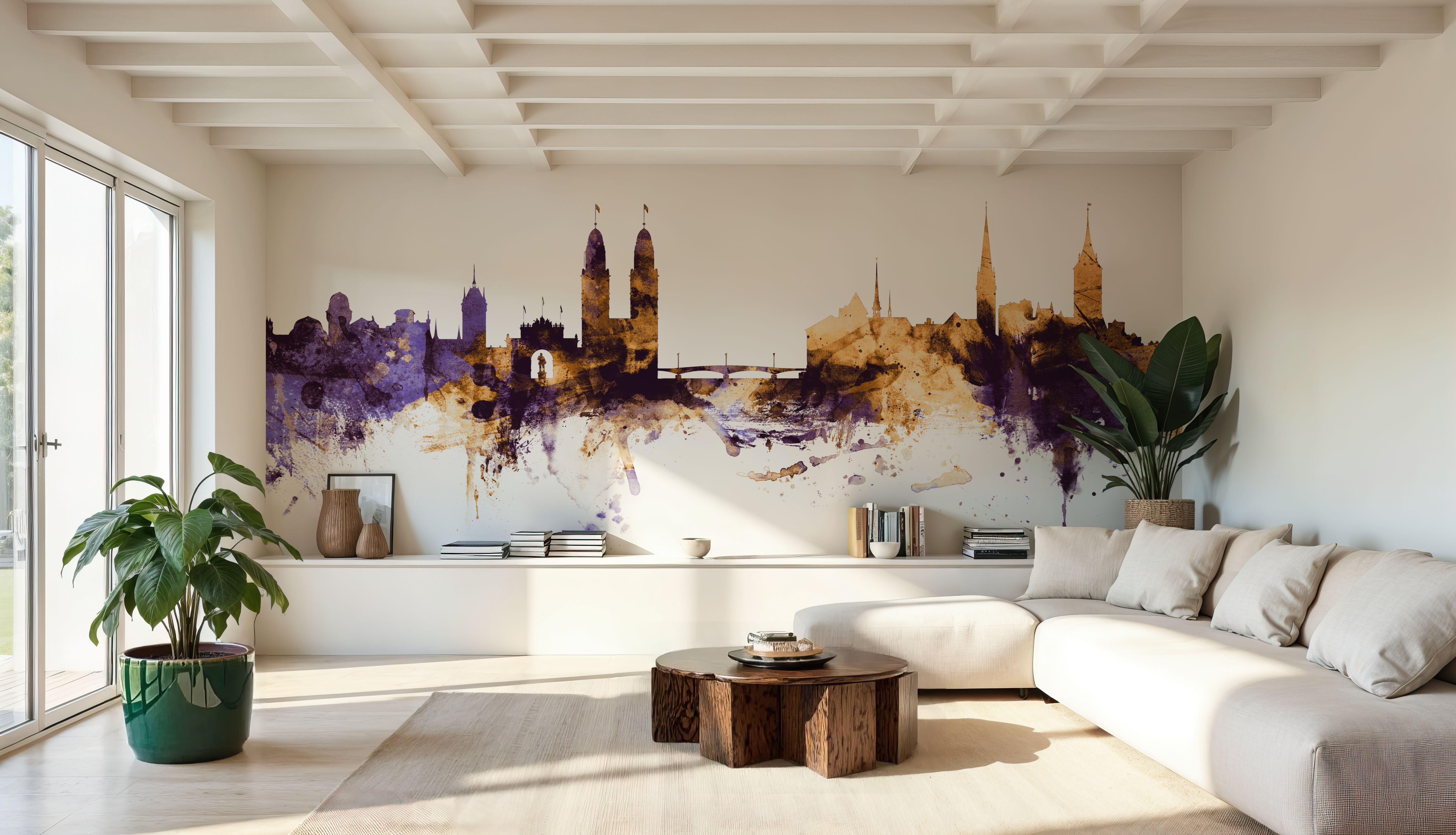 Zurich Switzerland Skyline Purple & Gold