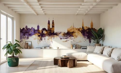Zurich Switzerland Skyline Purple & Gold