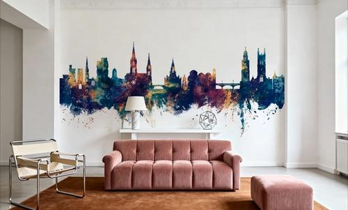 Cork Ireland Skyline Blue & Bronze