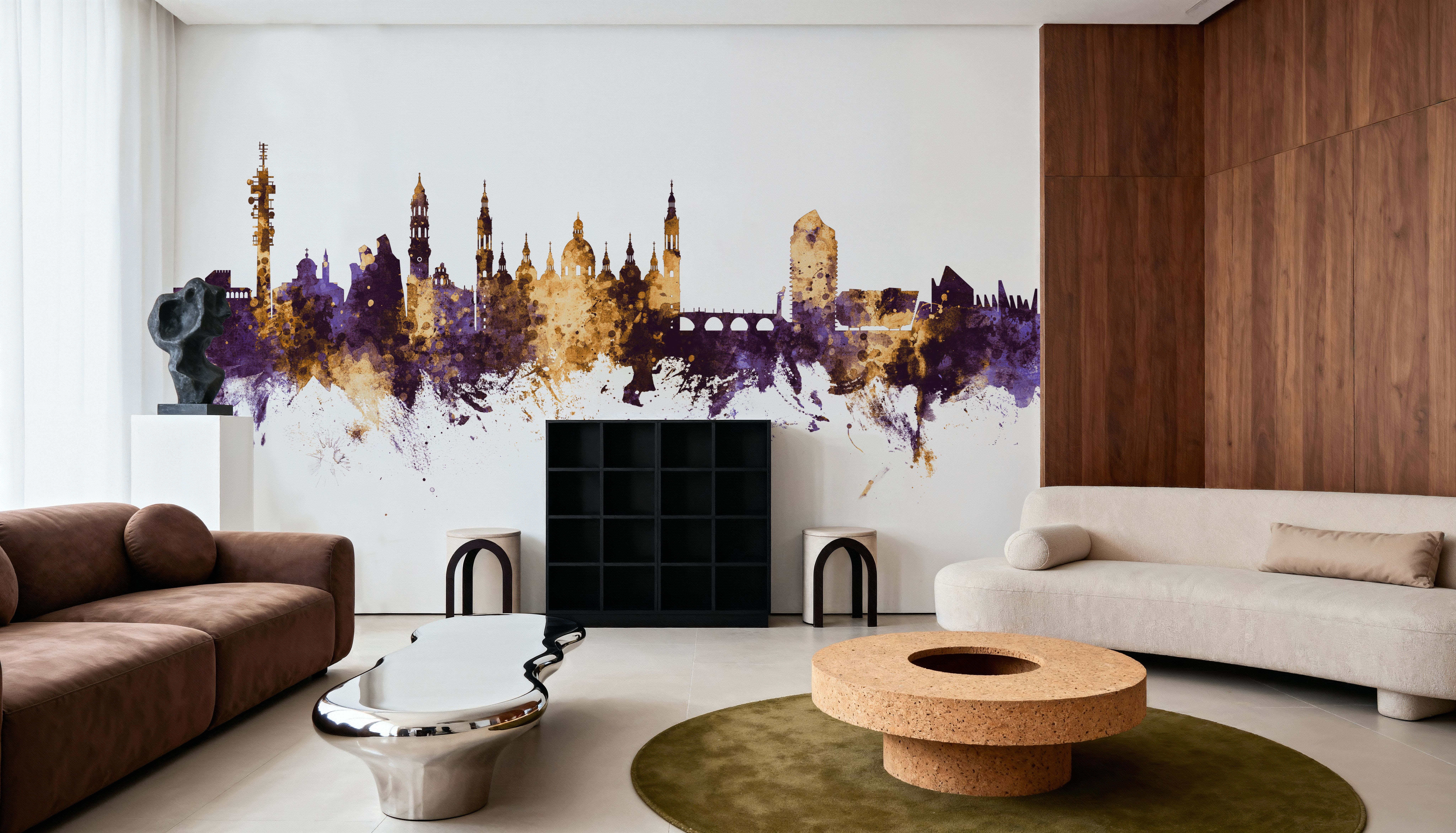 Zaragoza Spain Skyline Purple & Gold