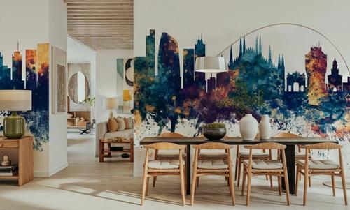 Milan Italy Skyline Blue & Bronze