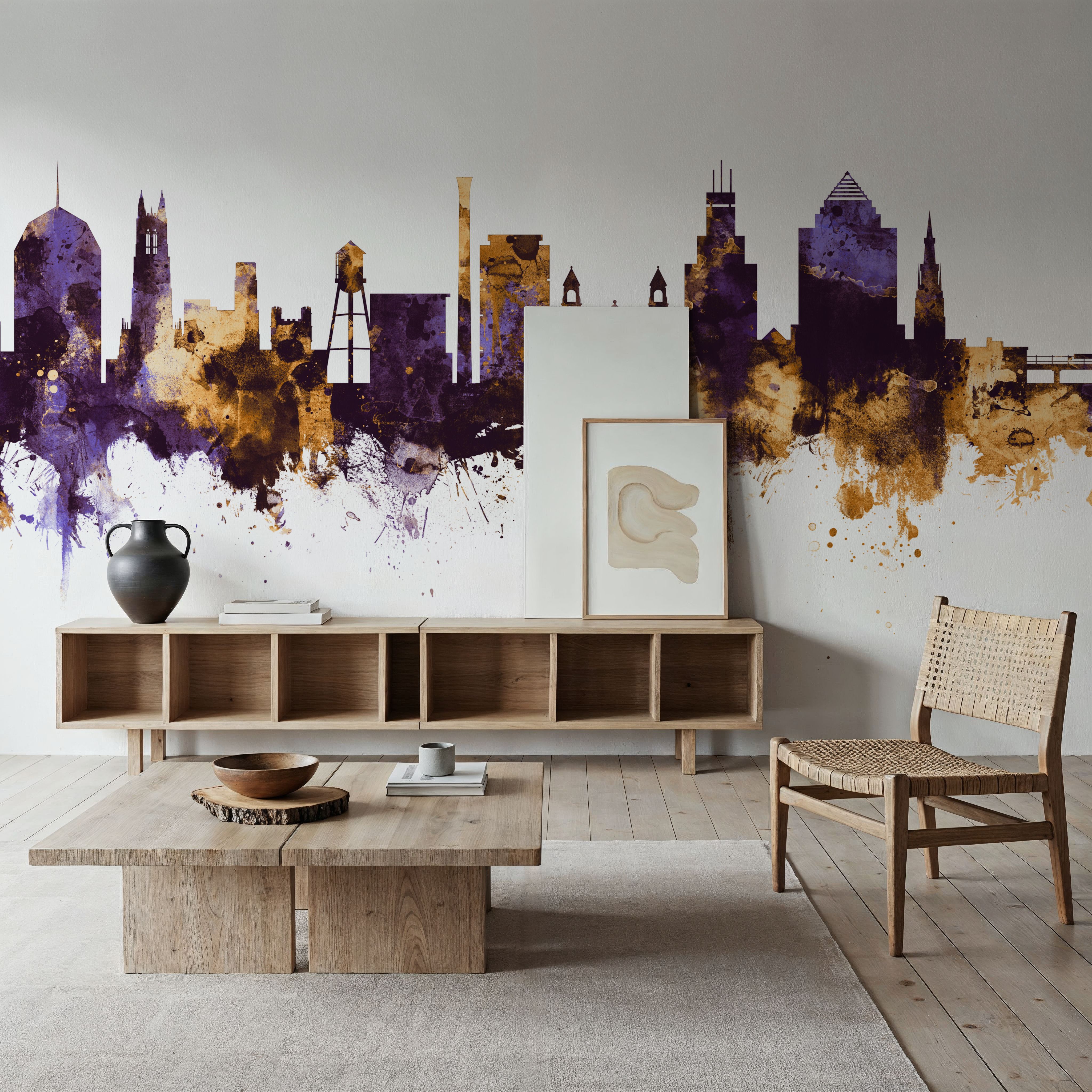 Durham North Carolina Skyline Purple & Gold