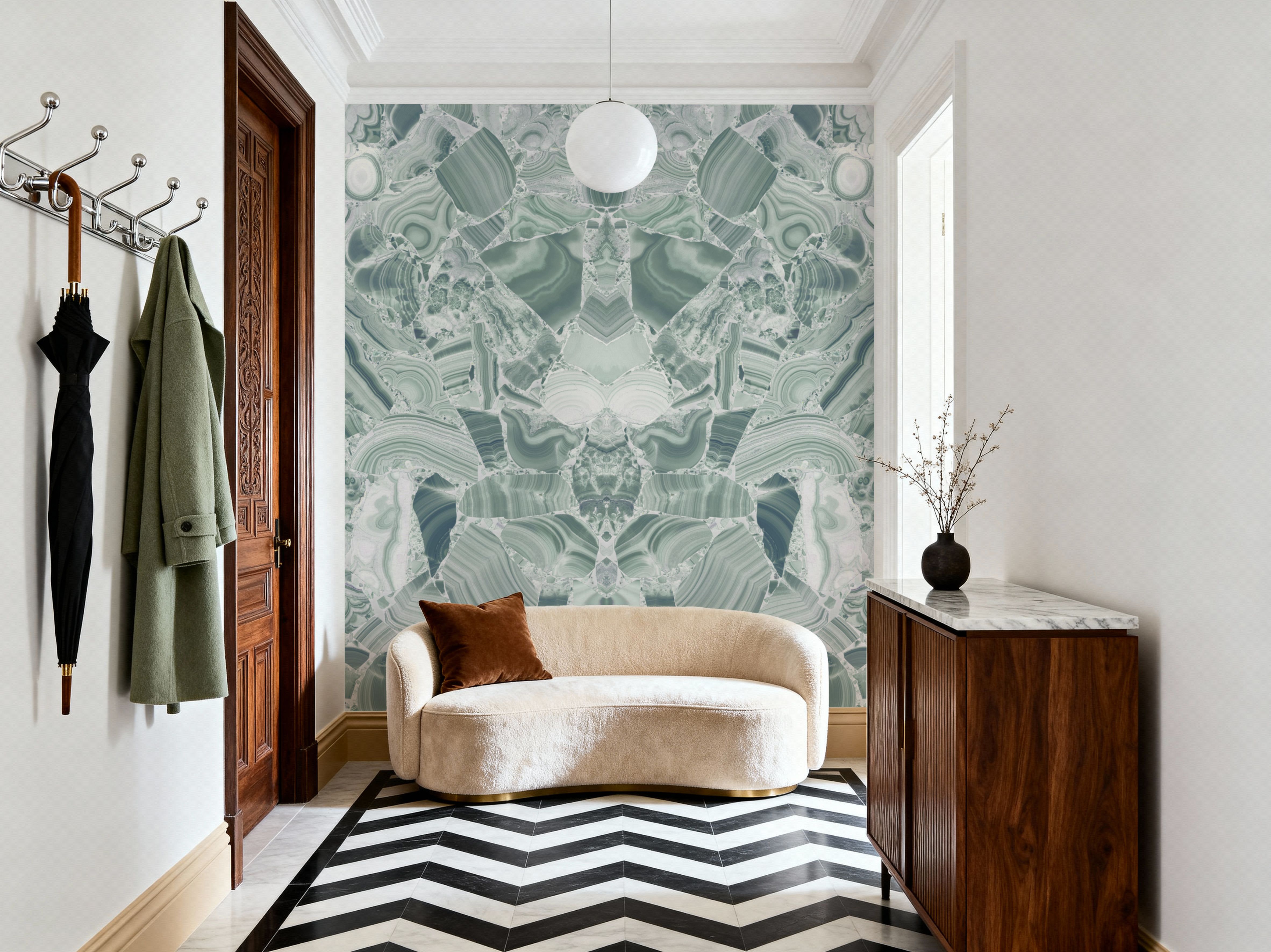 Malachite Vortex, Seafoam, Tapeten