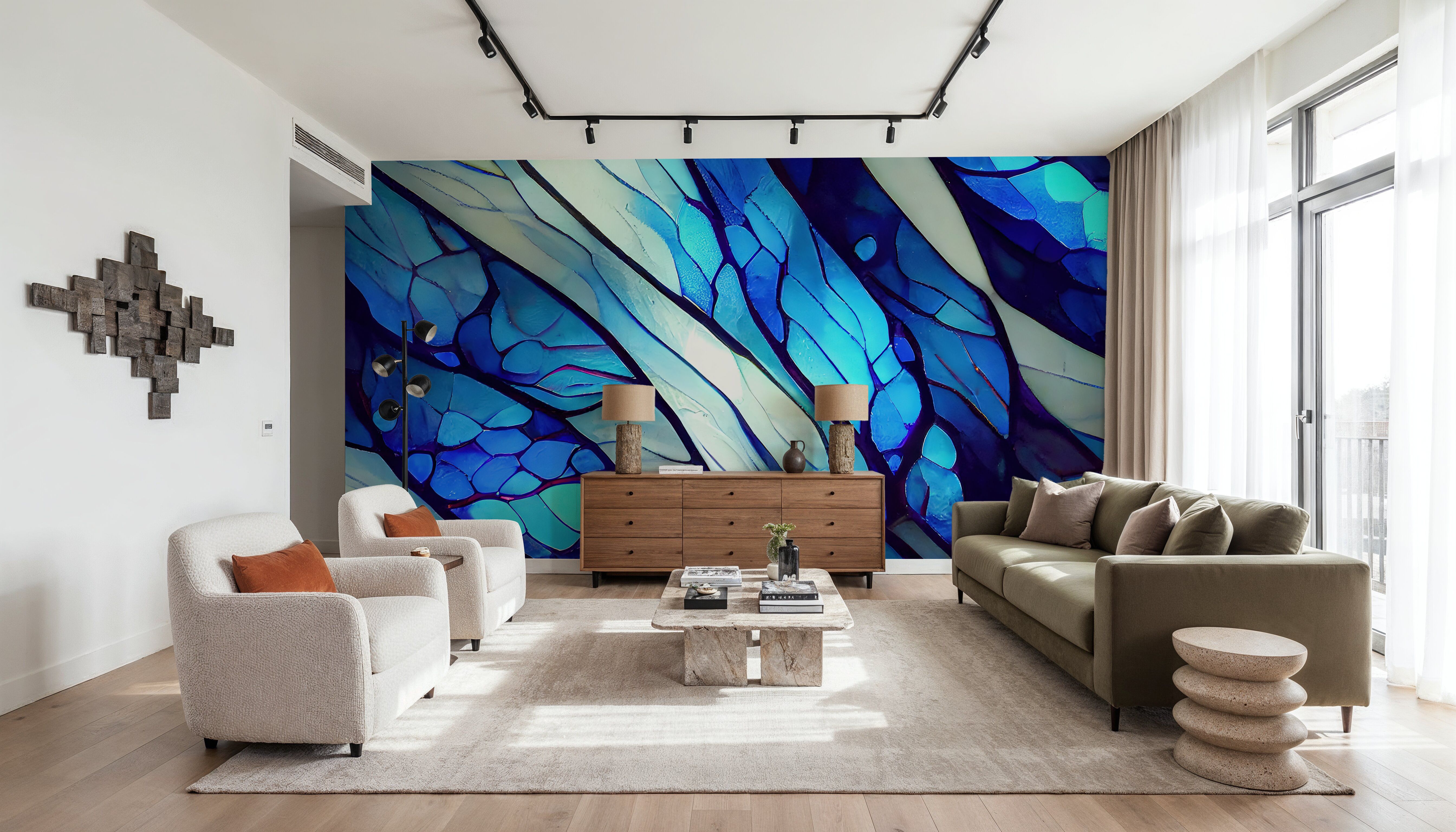 Blue Organic Fields , Papier peint