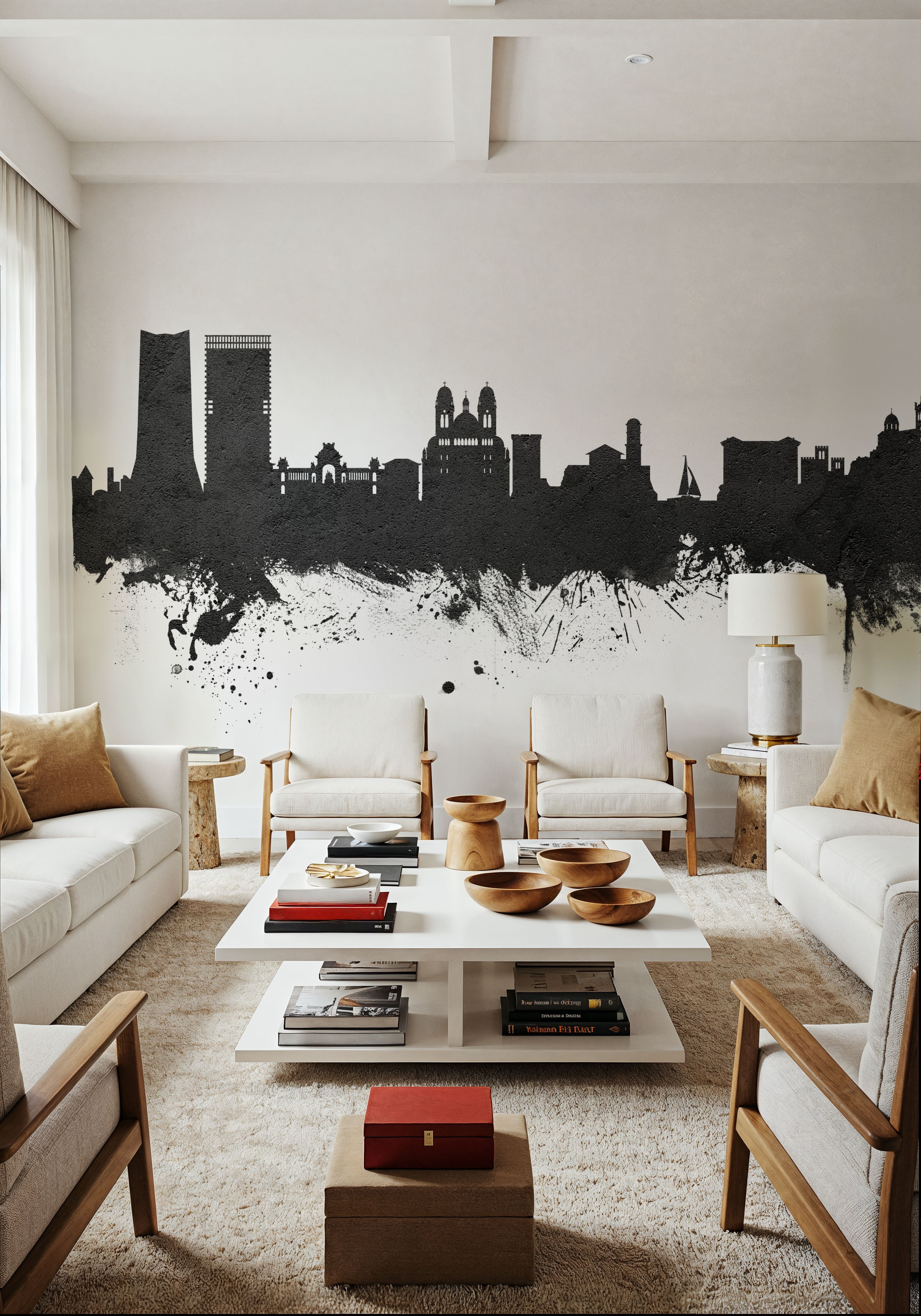 Marseille France Skyline Black & White