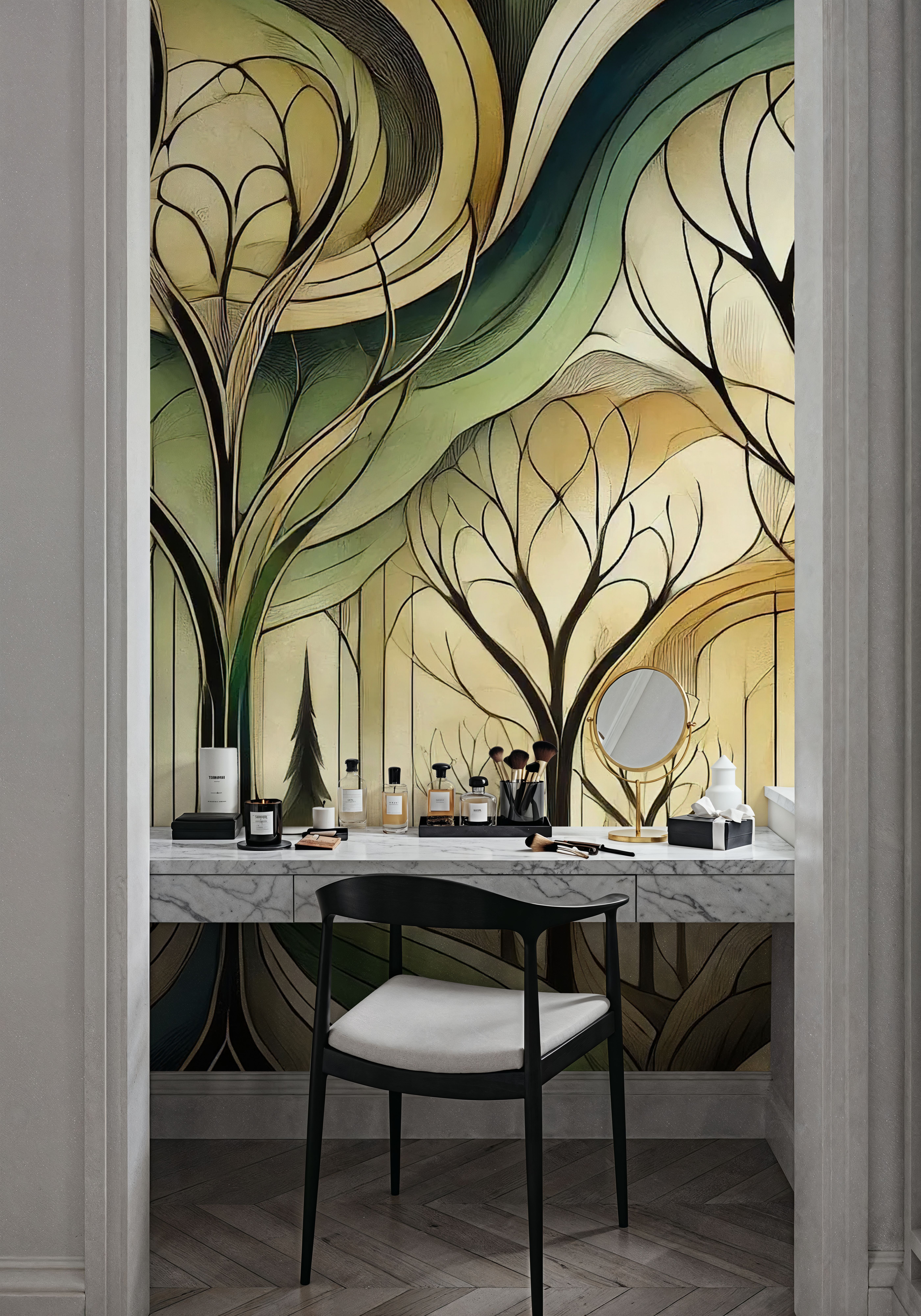 Vintage Treescape Essence in Art Deco