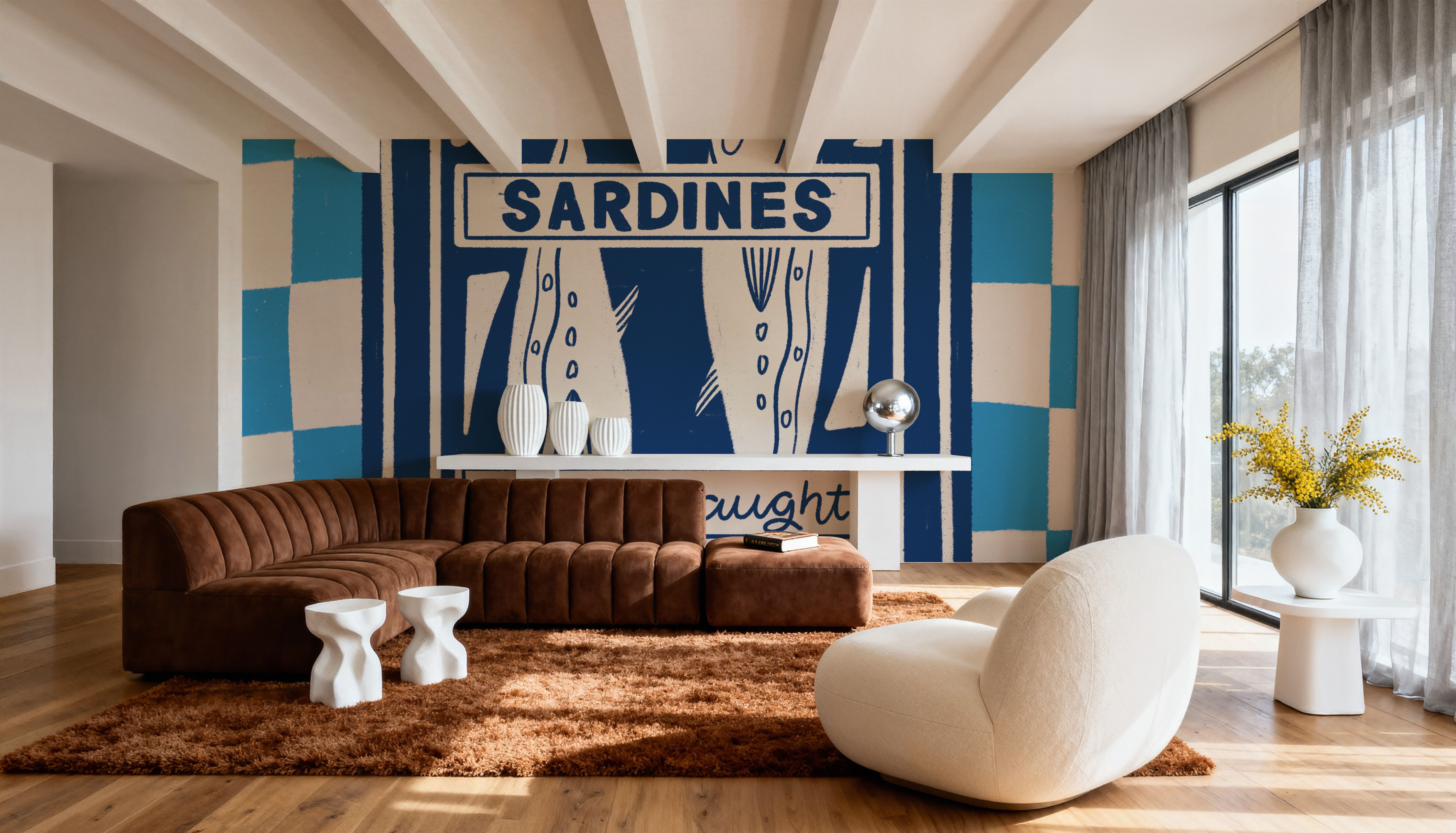 Fun Sardines I Blue, Tapetes