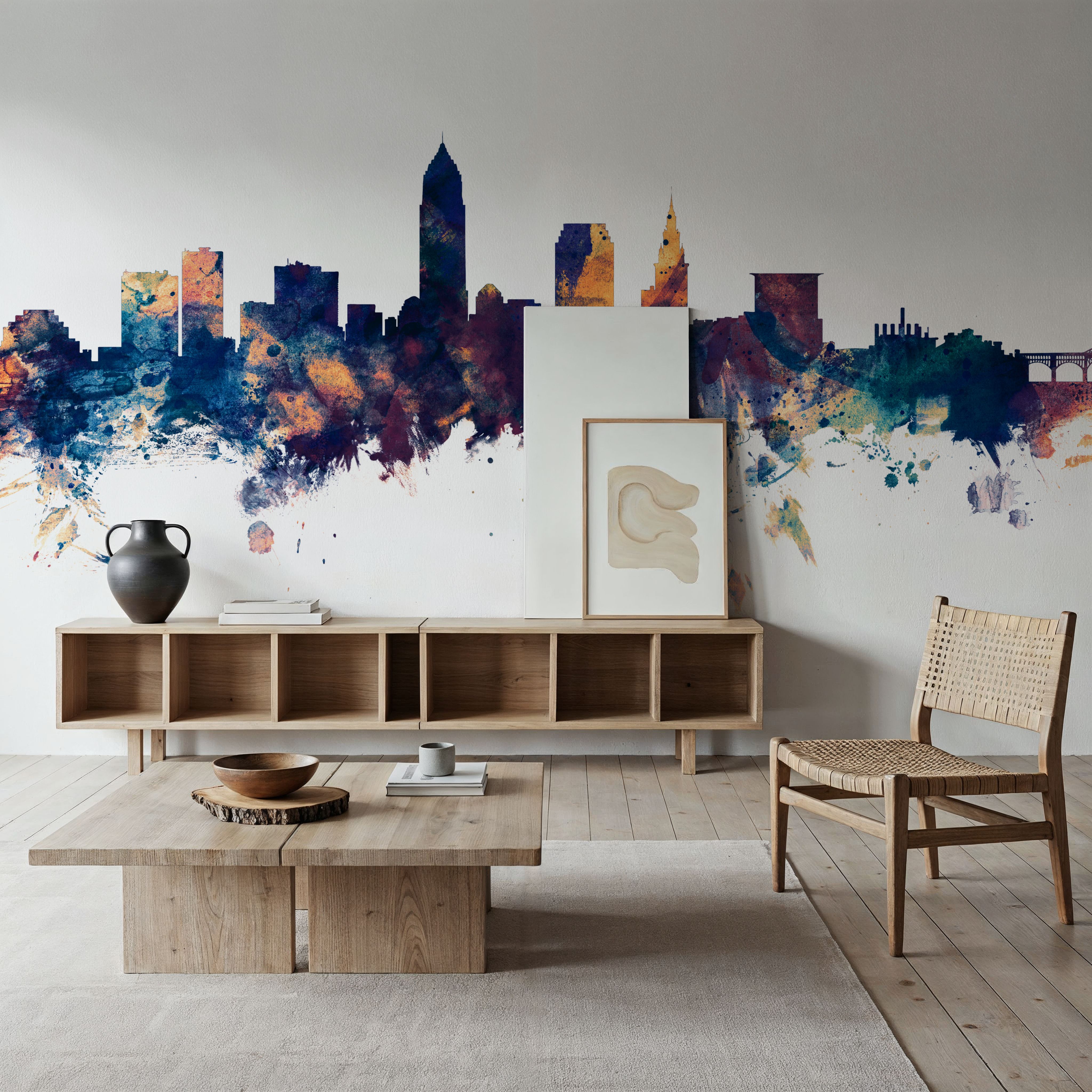 Cleveland Ohio Skyline Blue & Bronze