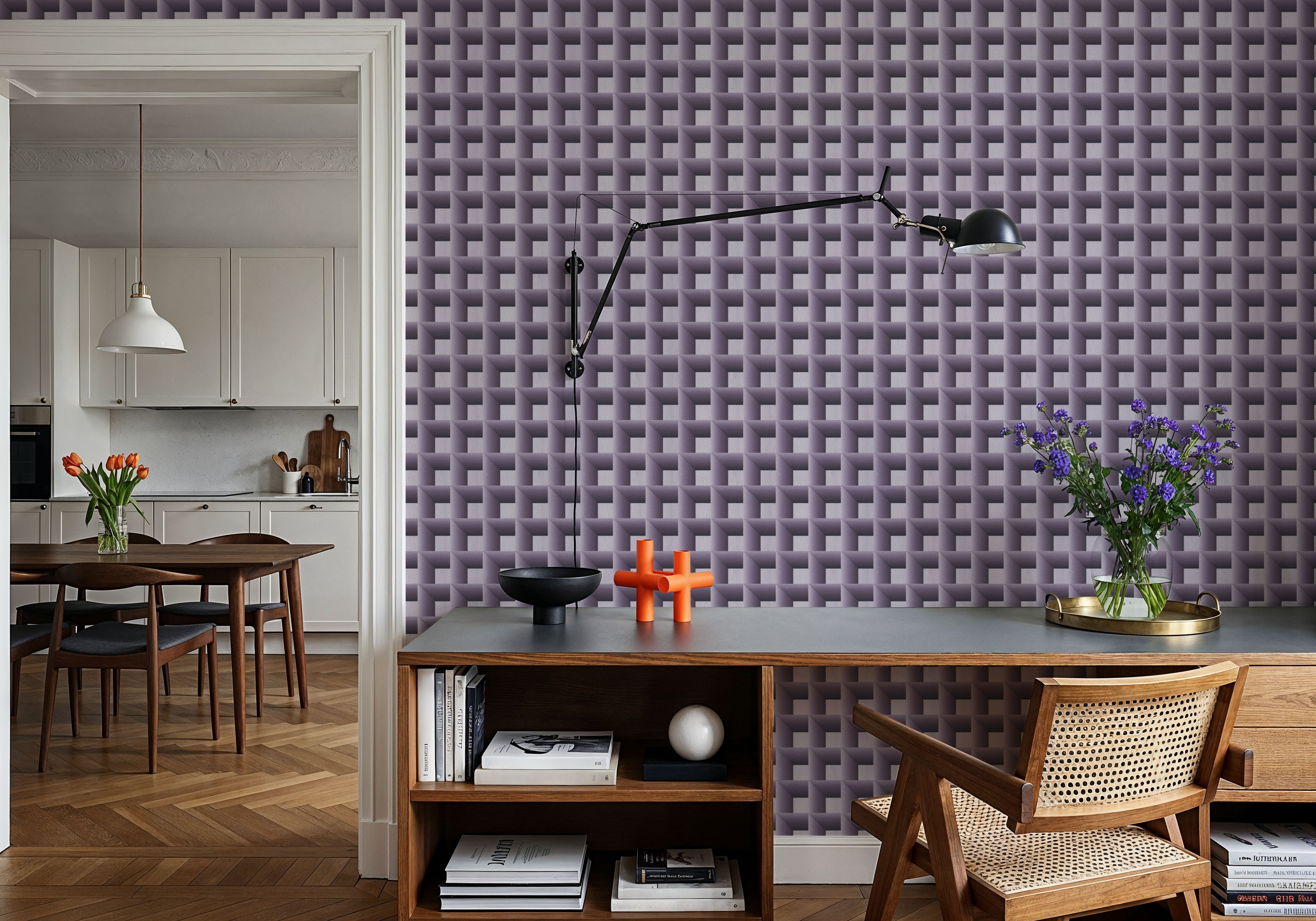 Decorative Cubes, Purple, Wallpaper