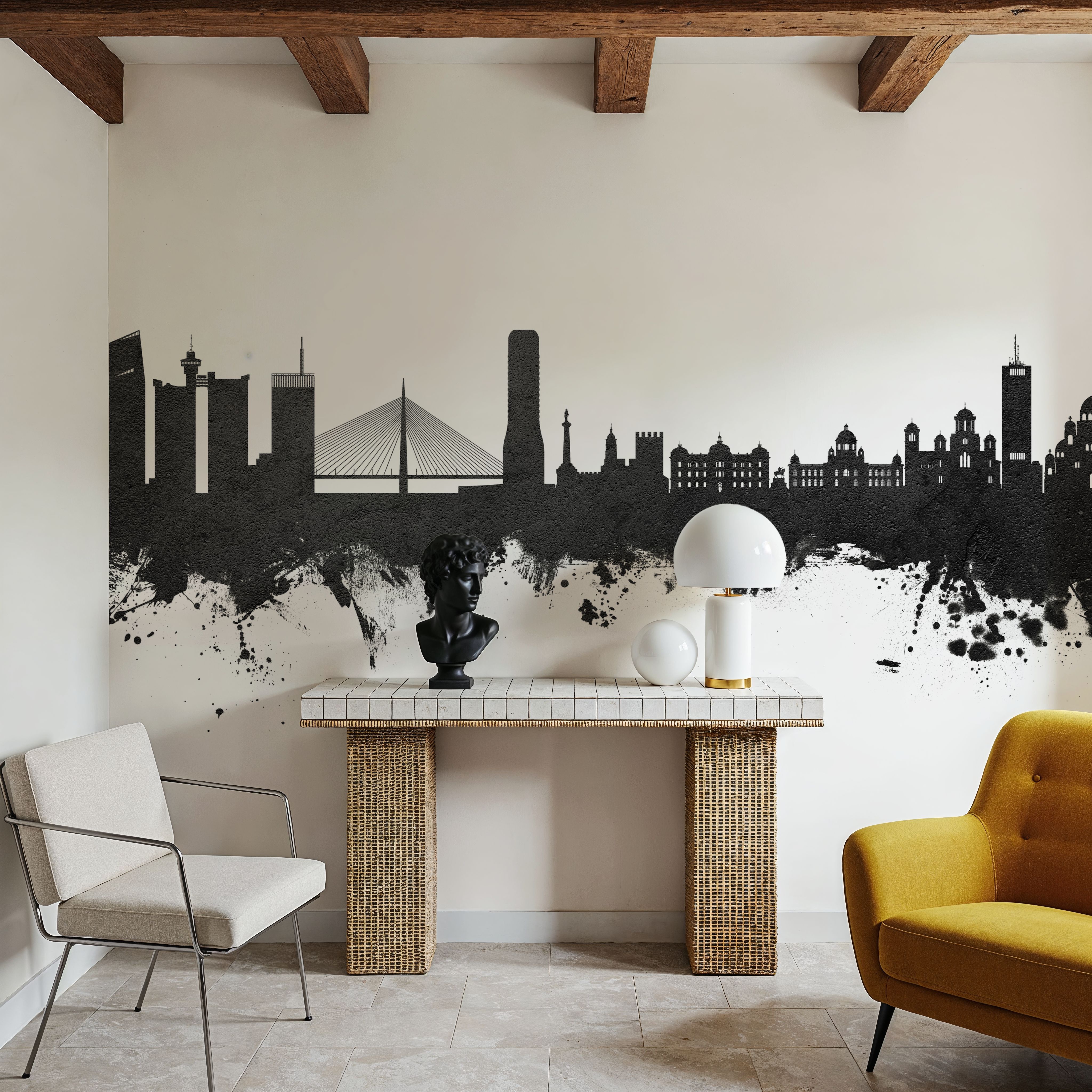 Belgrade Serbia Skyline Black & White