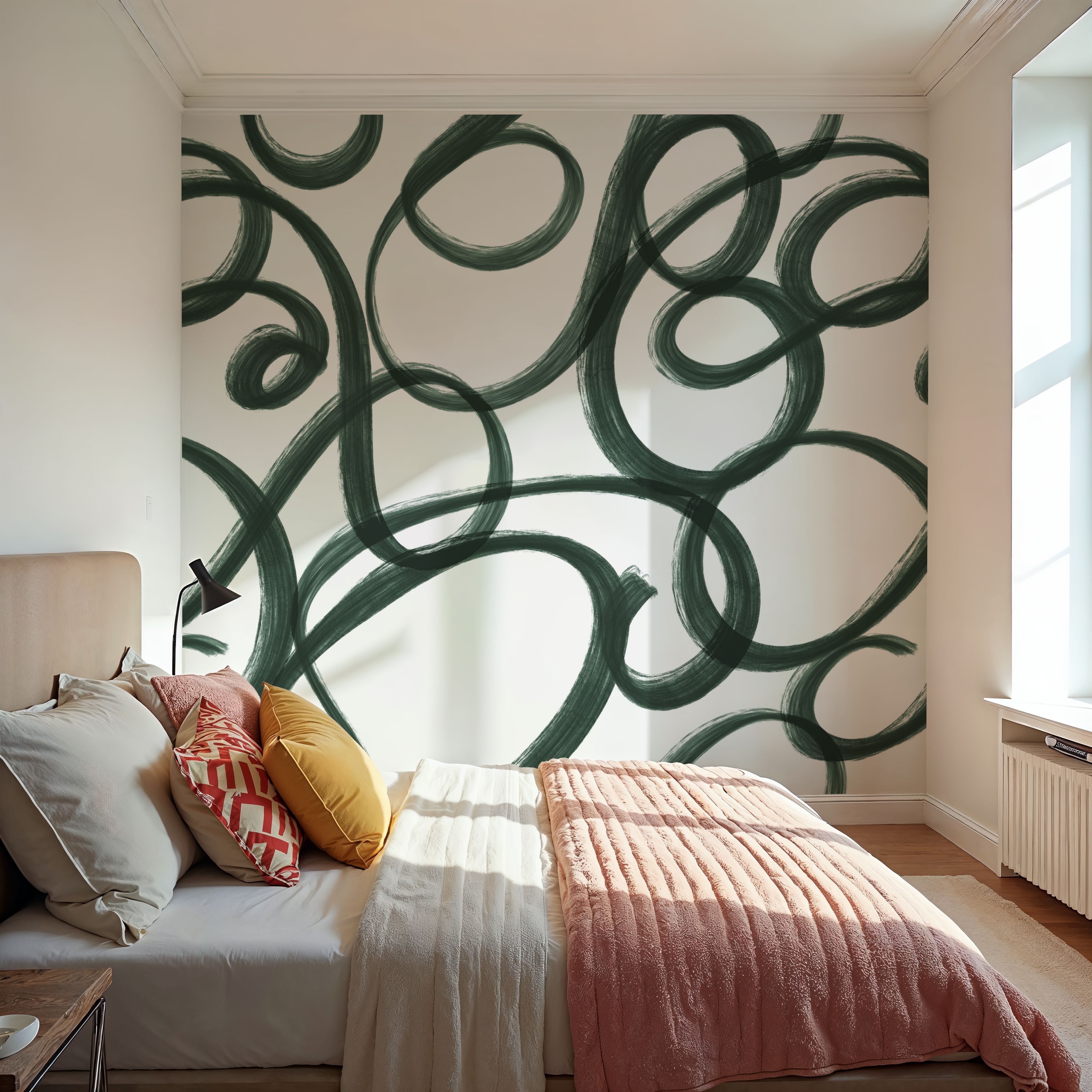 Curly Brush Lines, Salamander Green