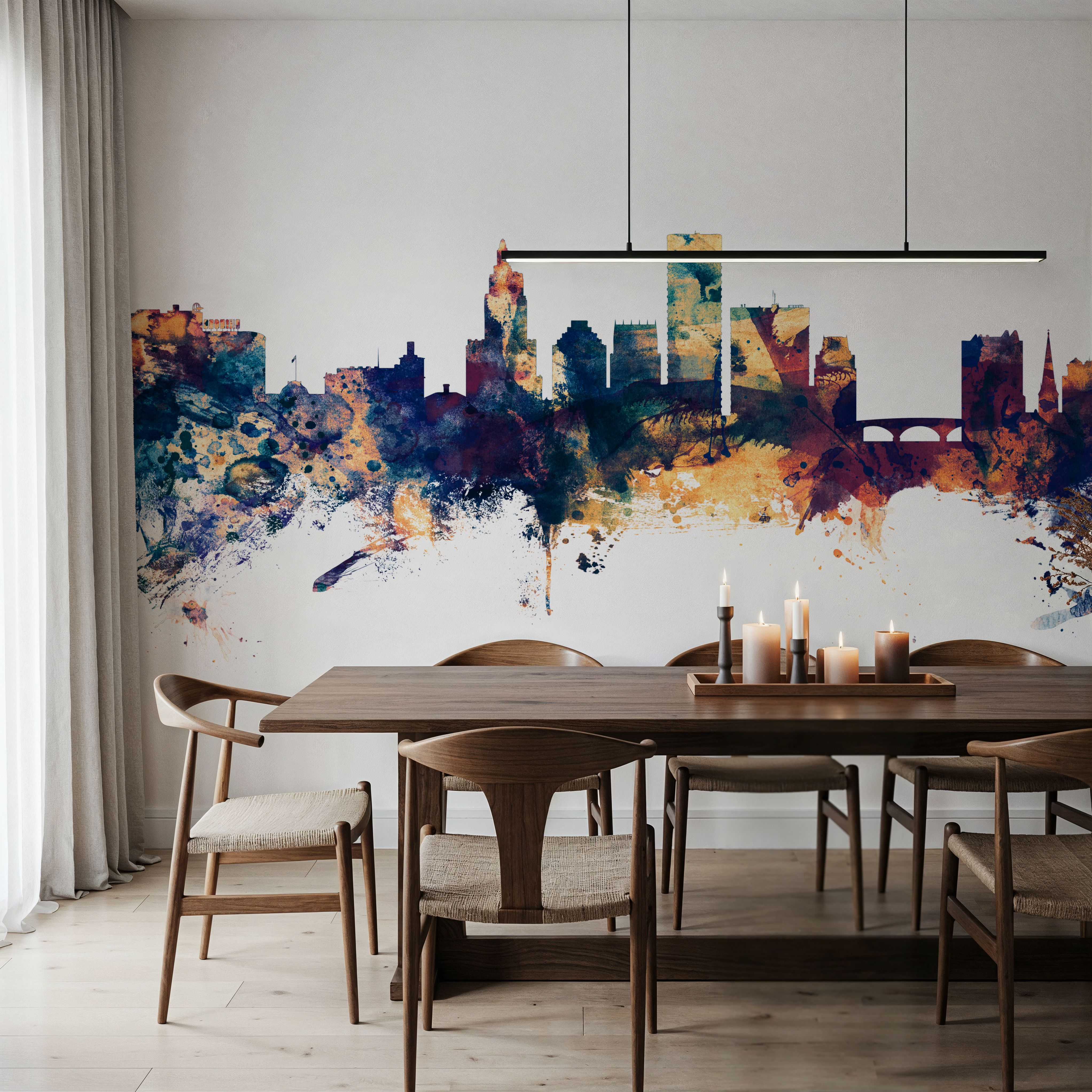 Providence Rhode Island Skyline Blue & Bronze