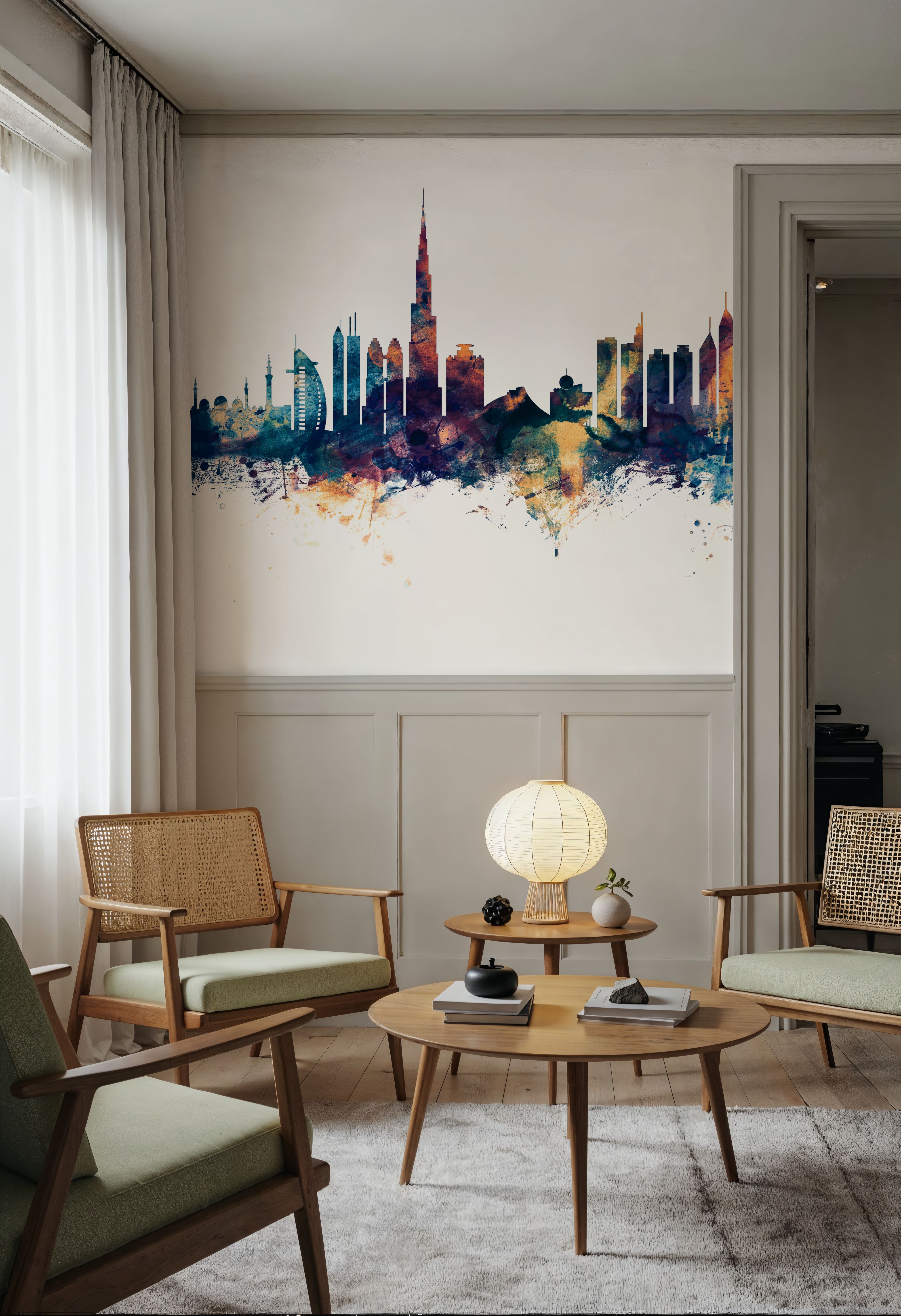 Dubai Skyline Blue & Bronze